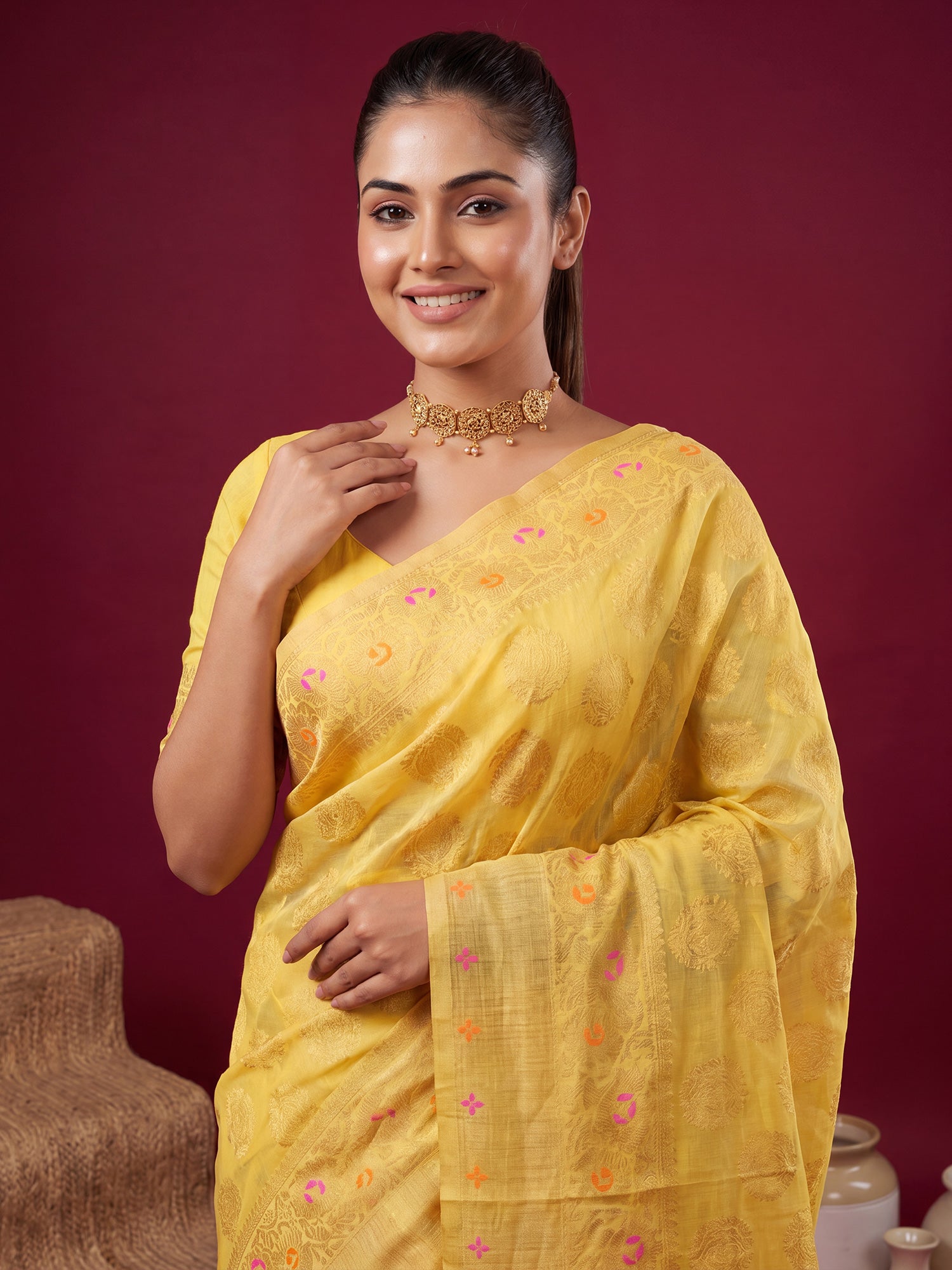Yellow Silk Blend saree – detail view 4