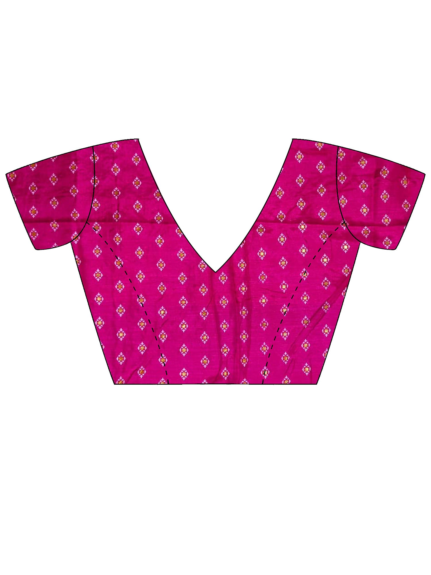 Unstitched magenta silk blend blouse piece with ethnic motif design