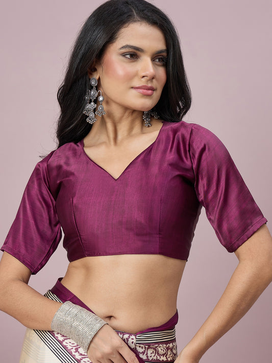 Off White satin saree view 1