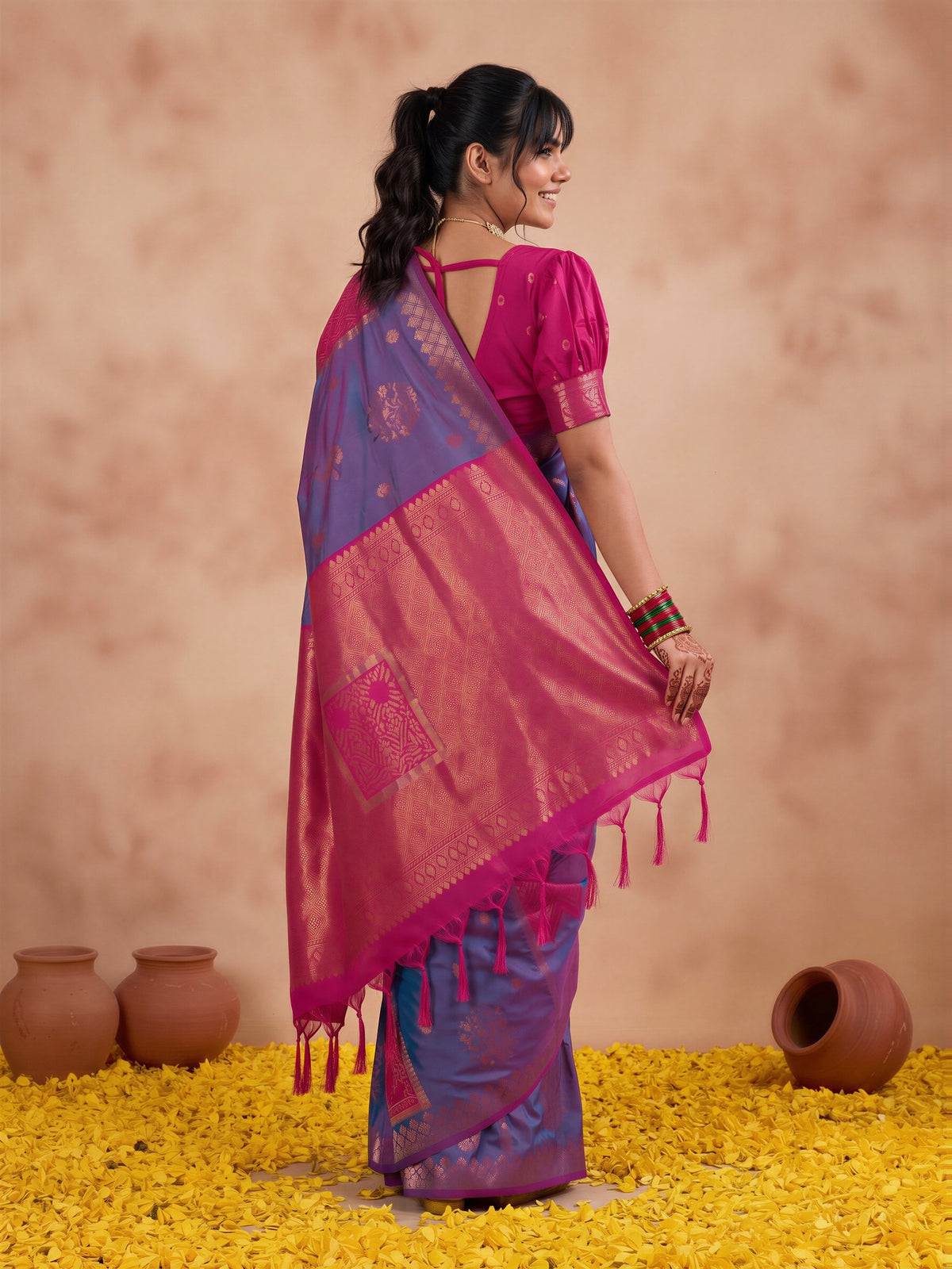 Blue Silk saree – detail view 1