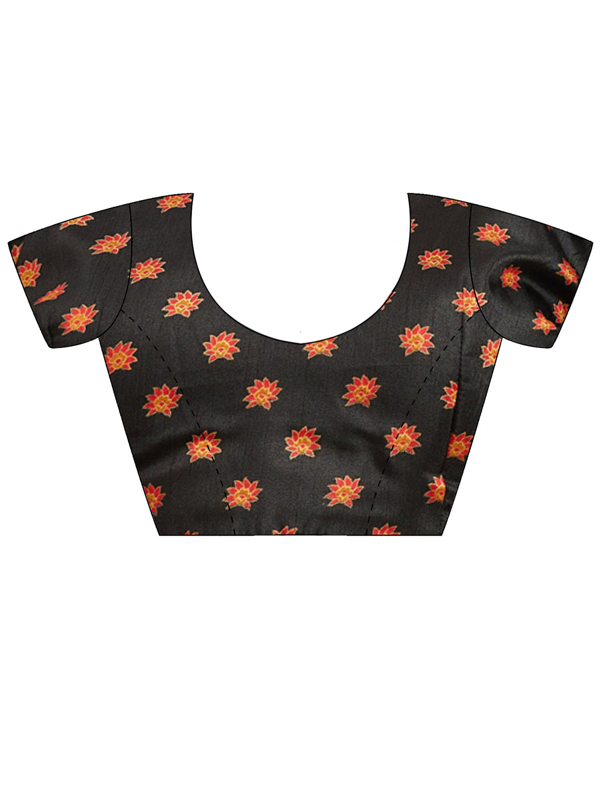 Unstitched black silk blend blouse piece with ethnic motif design