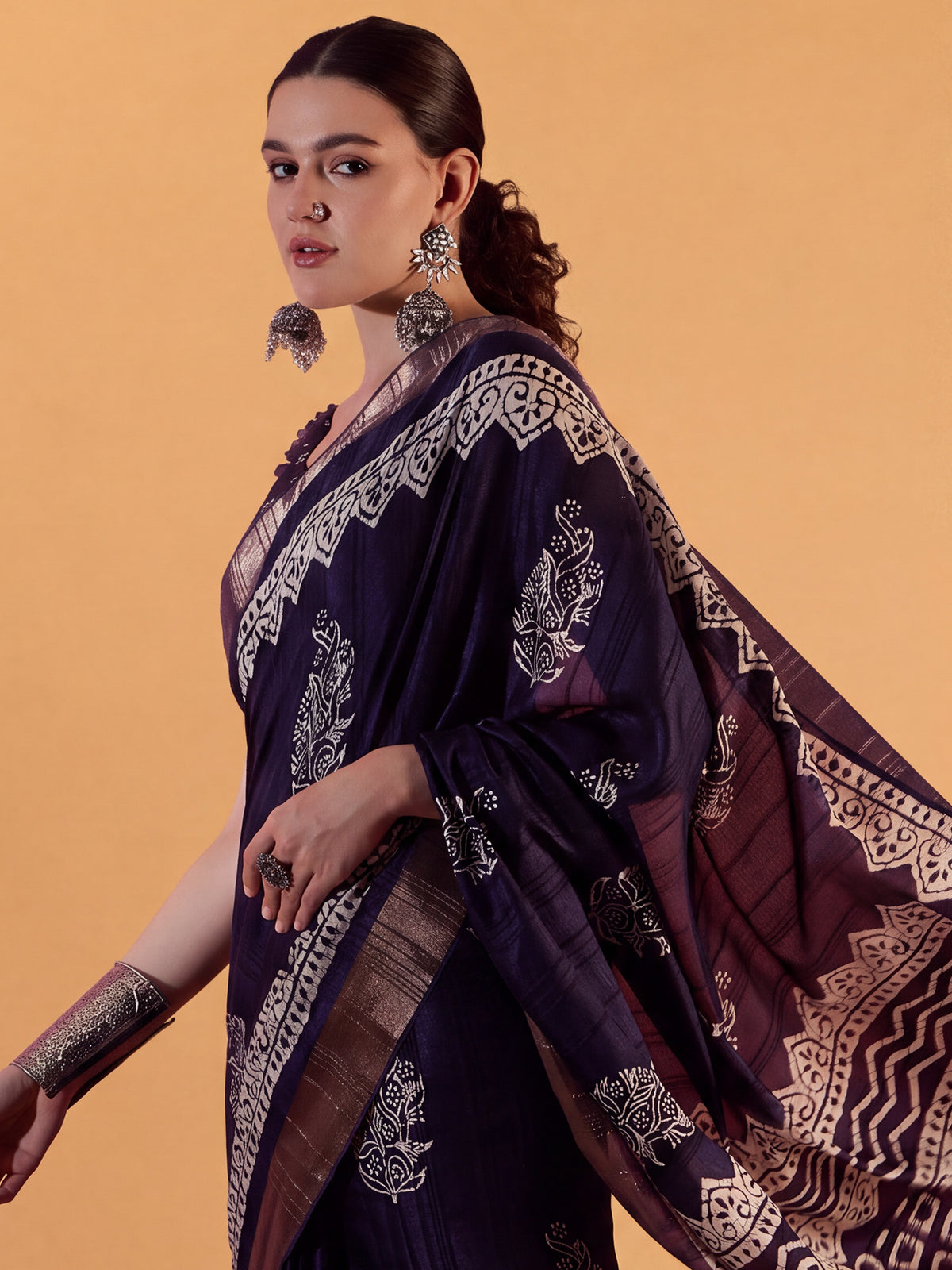 Purple Silk Blend saree – detail view 4