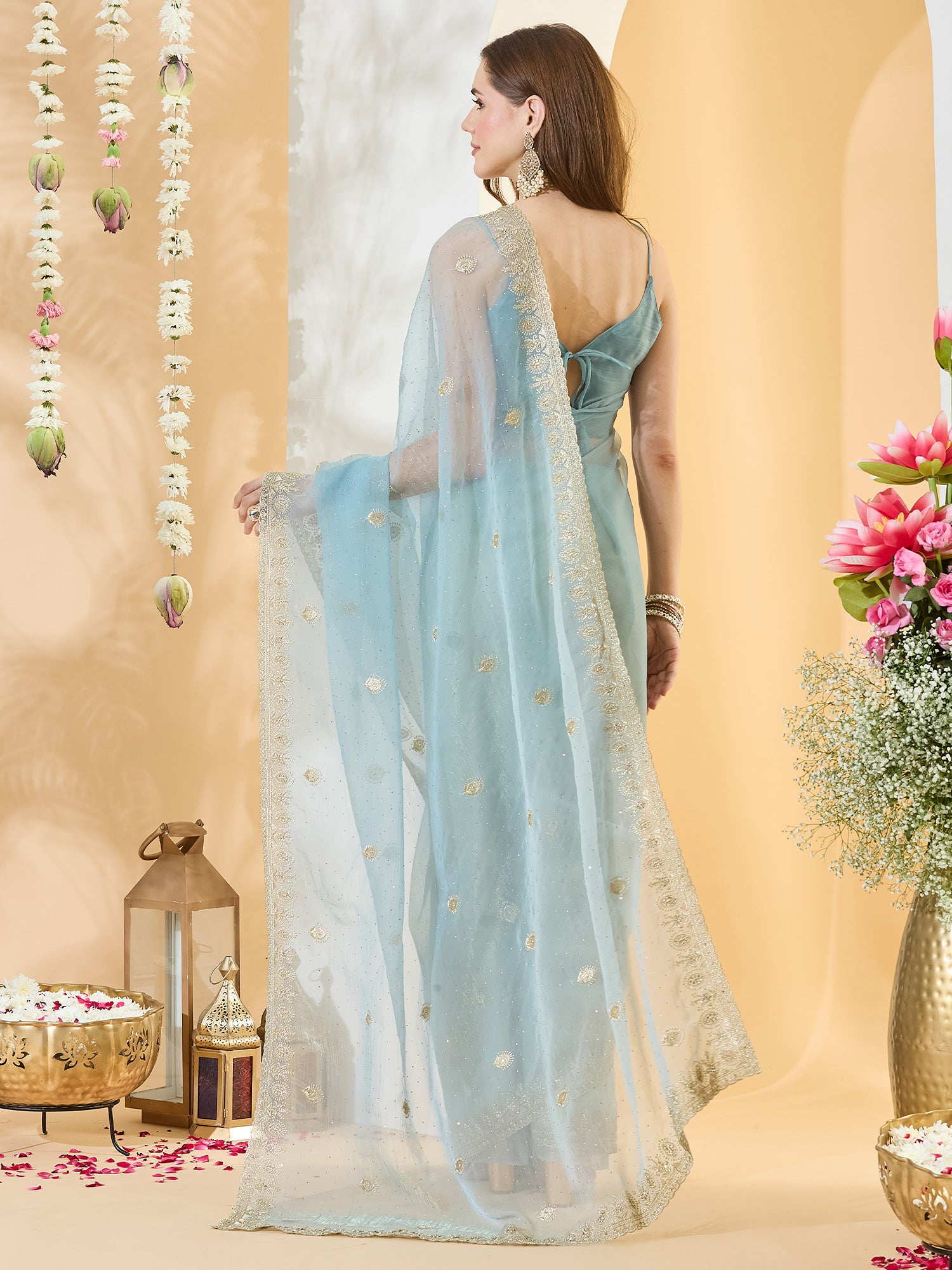 Light Blue Tissue saree – detail view 1