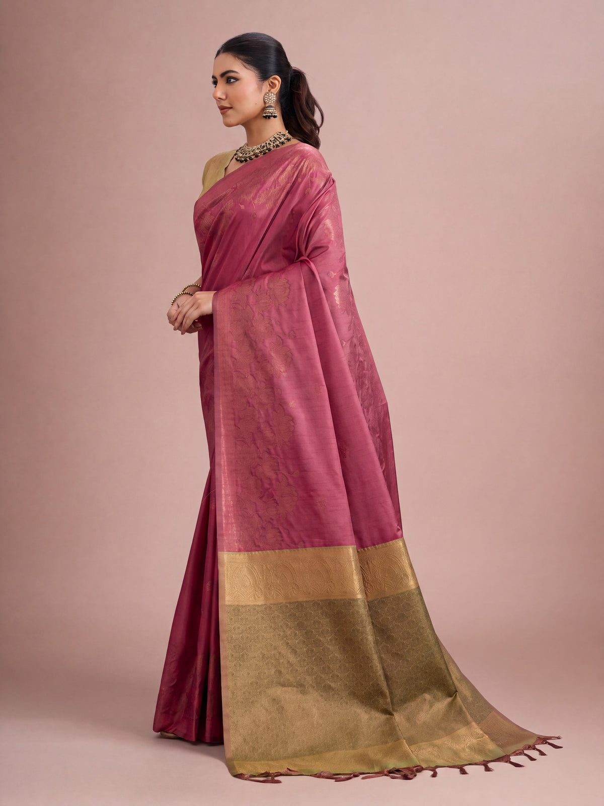 Mauve Tussar Silk saree – detail view 3