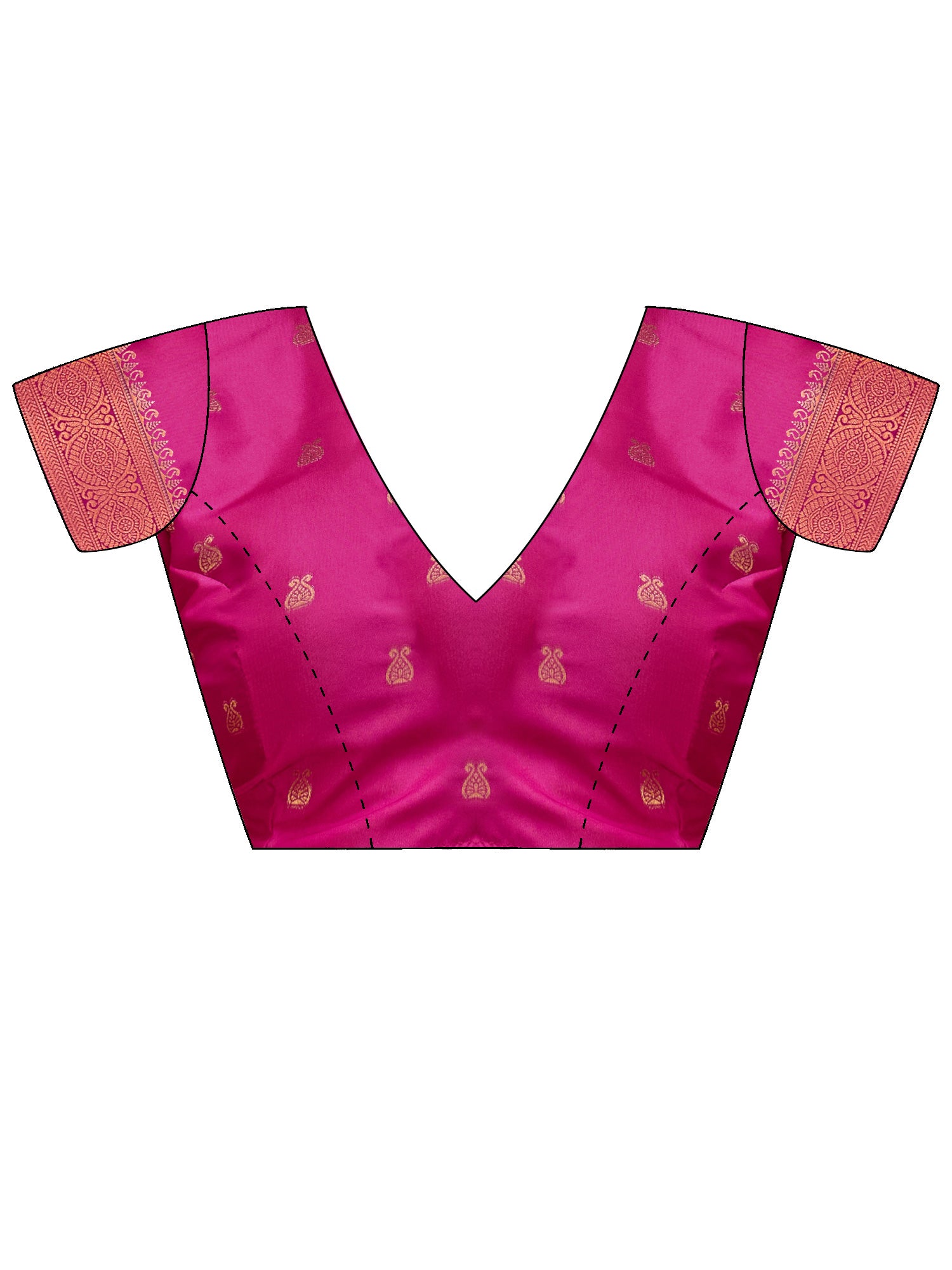 Unstitched magenta pure silk blouse piece with solid design