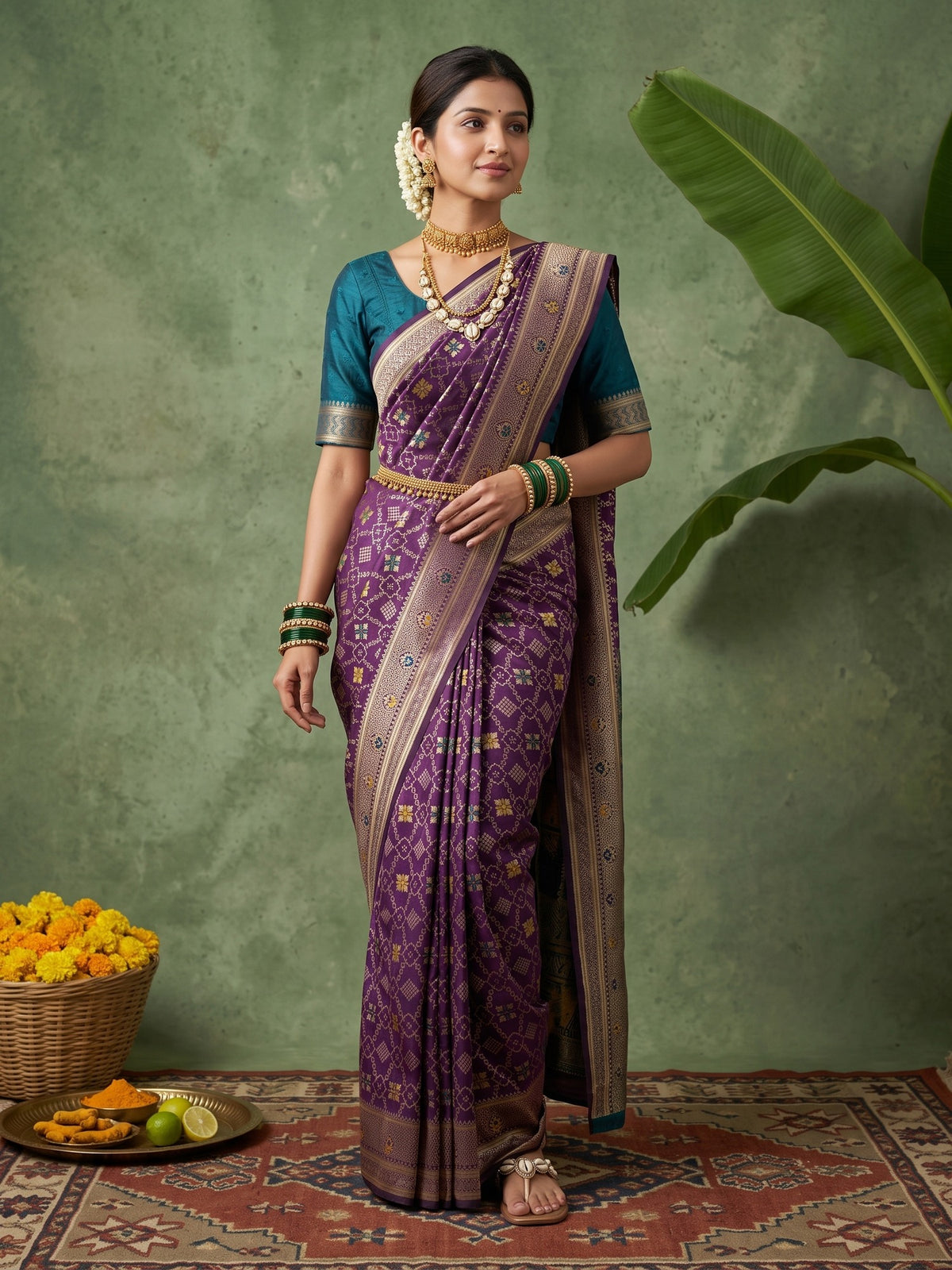 Purple Silk Blend saree – detail view 3