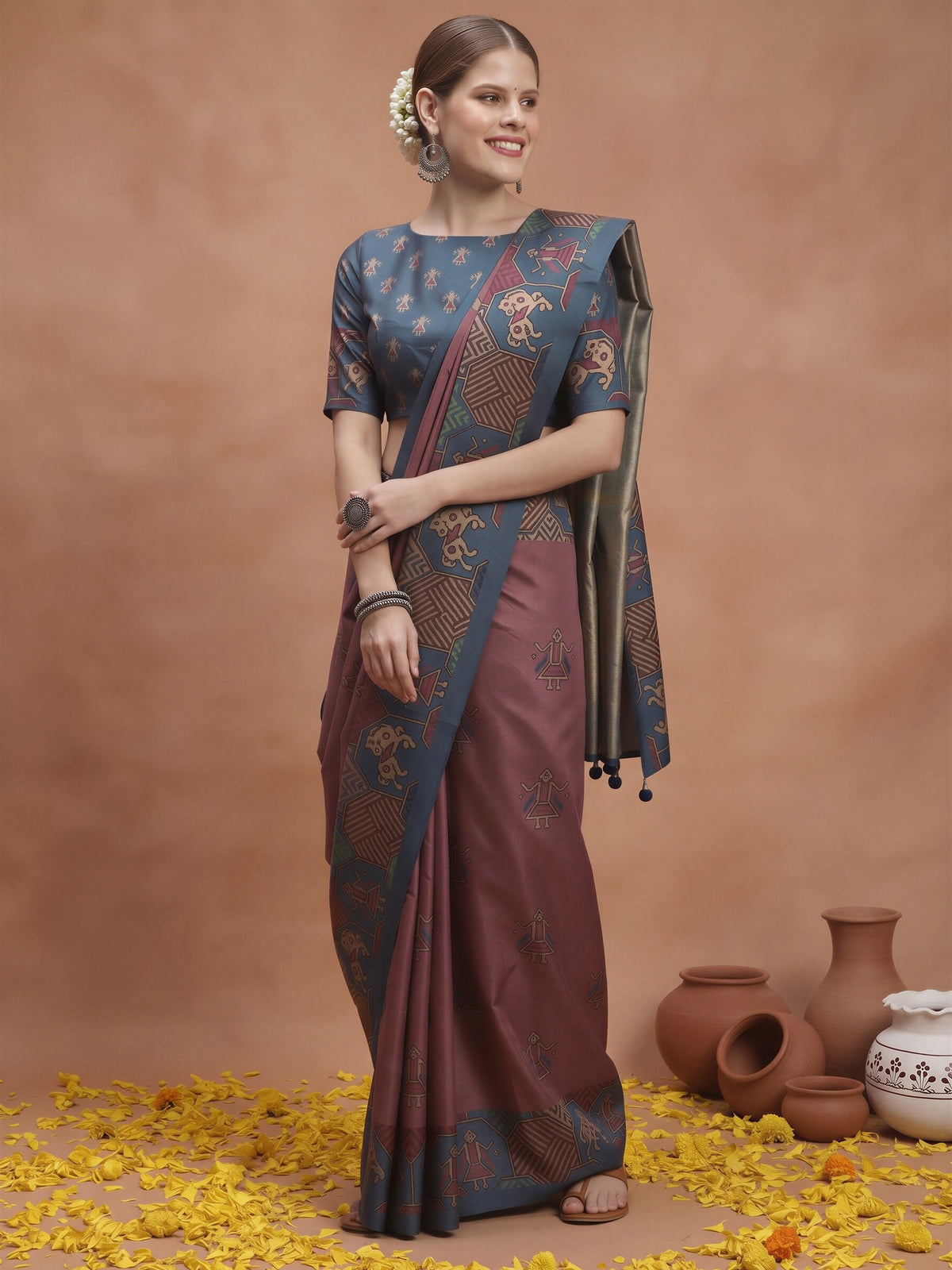 Mauve Silk Blend saree – detail view 3