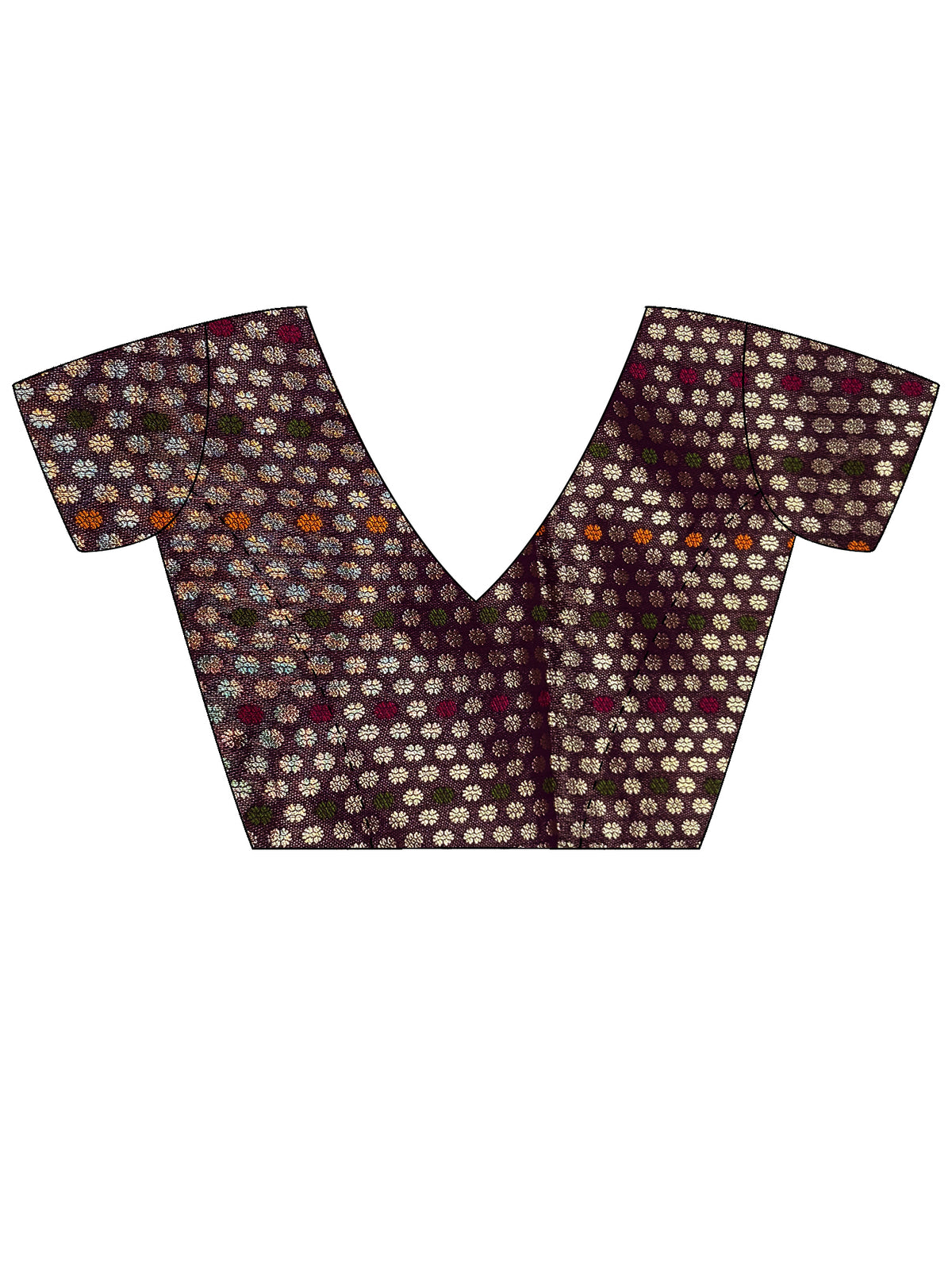Unstitched wine  blouse piece with woven design design