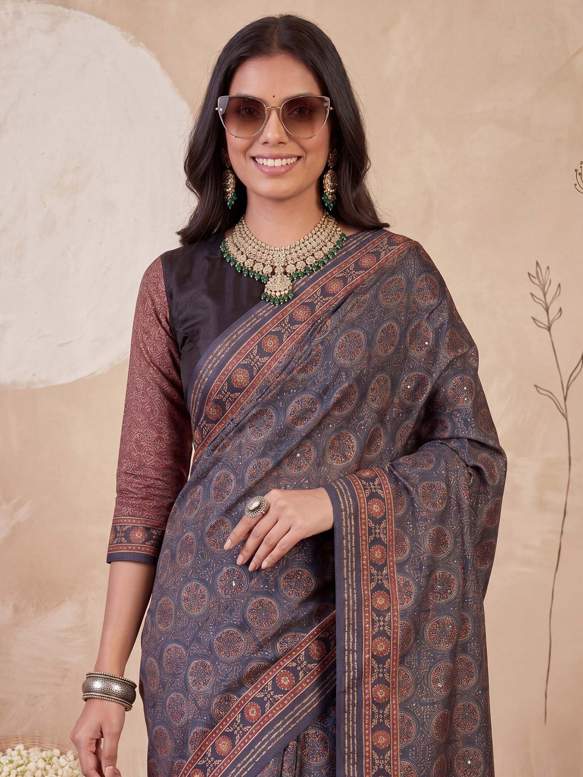 Blue Silk Blend saree – detail view 4