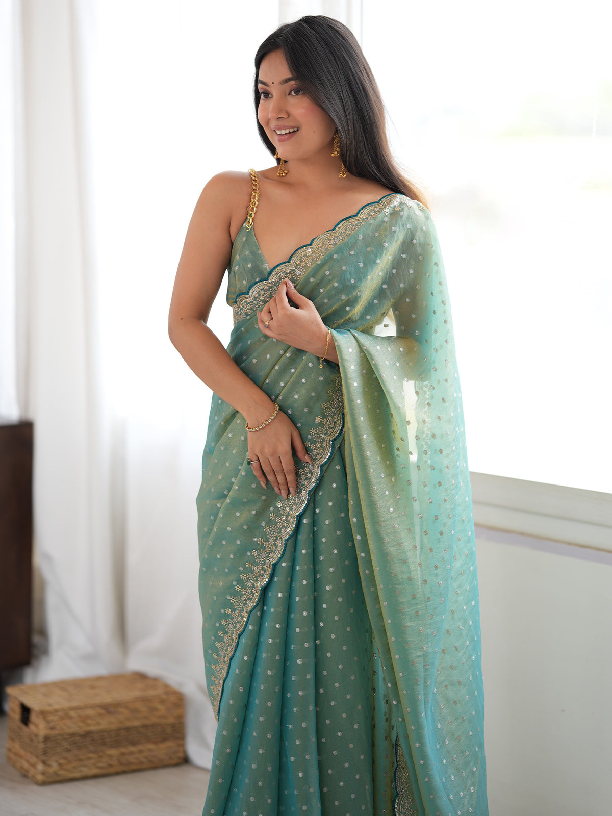 Light Blue Silk Blend saree – detail view 2