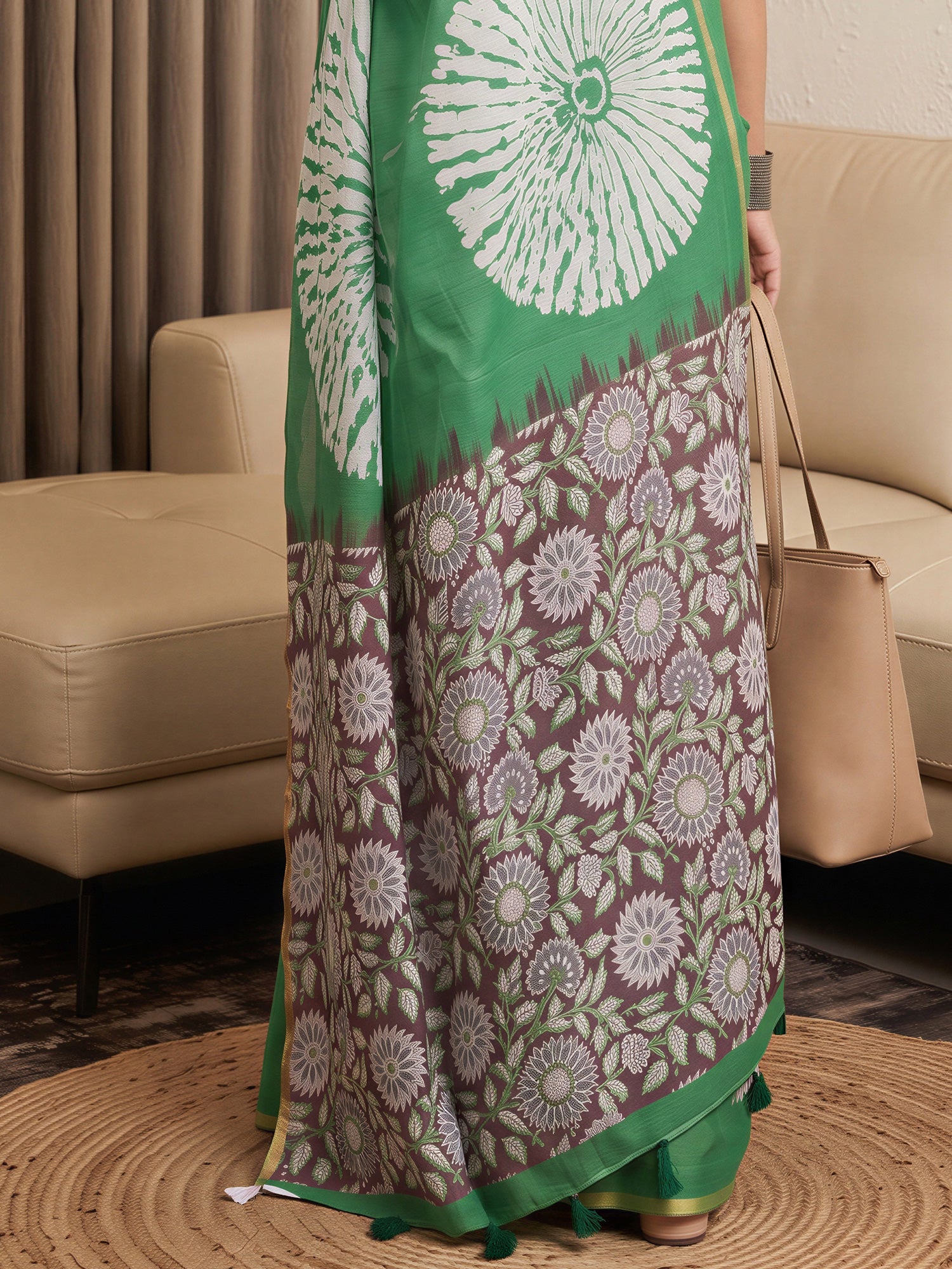 Light Green Cotton Blend saree – detail view 5