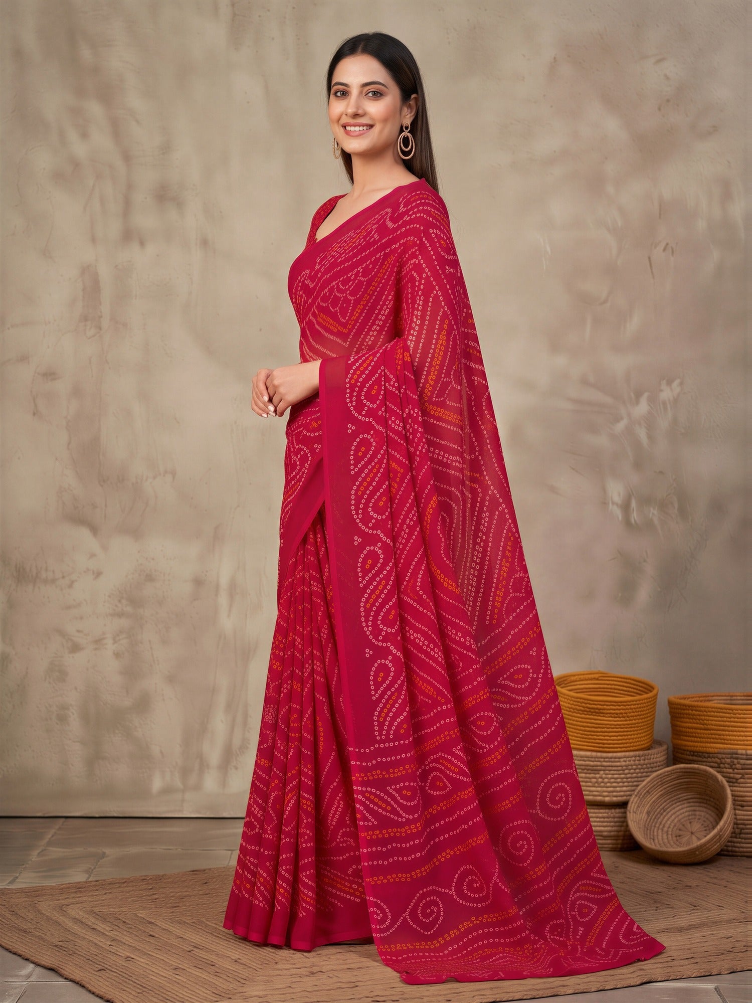 Pink Chiffon saree – detail view 2