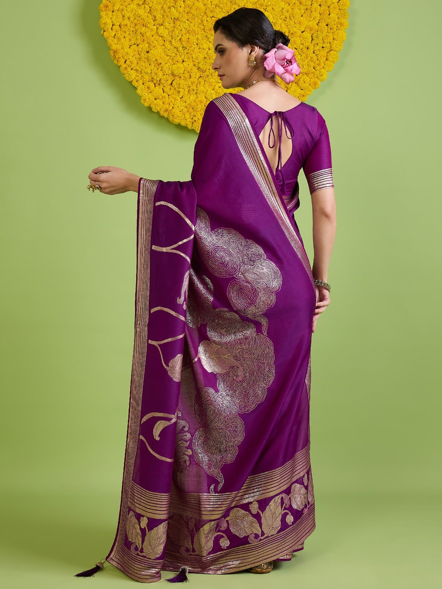 Purple Silk Blend saree – detail view 6