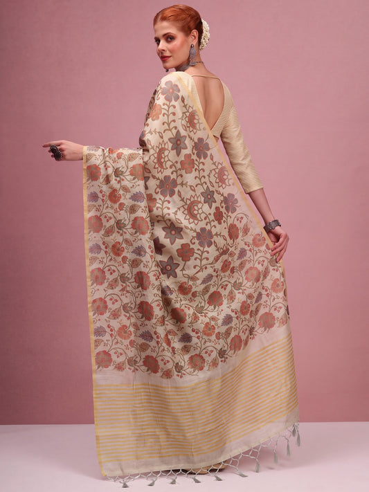 Beige Tissue saree – detail view 1