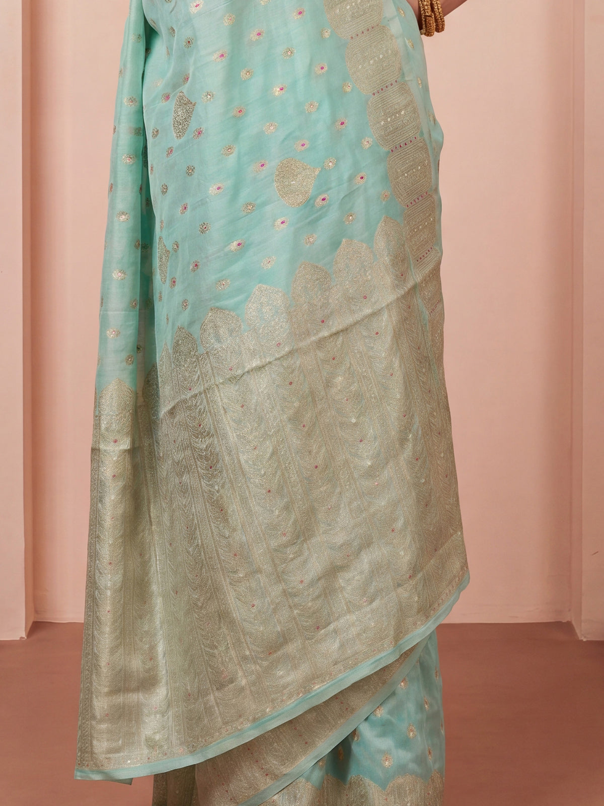 Light Blue Silk Blend saree – detail view 5