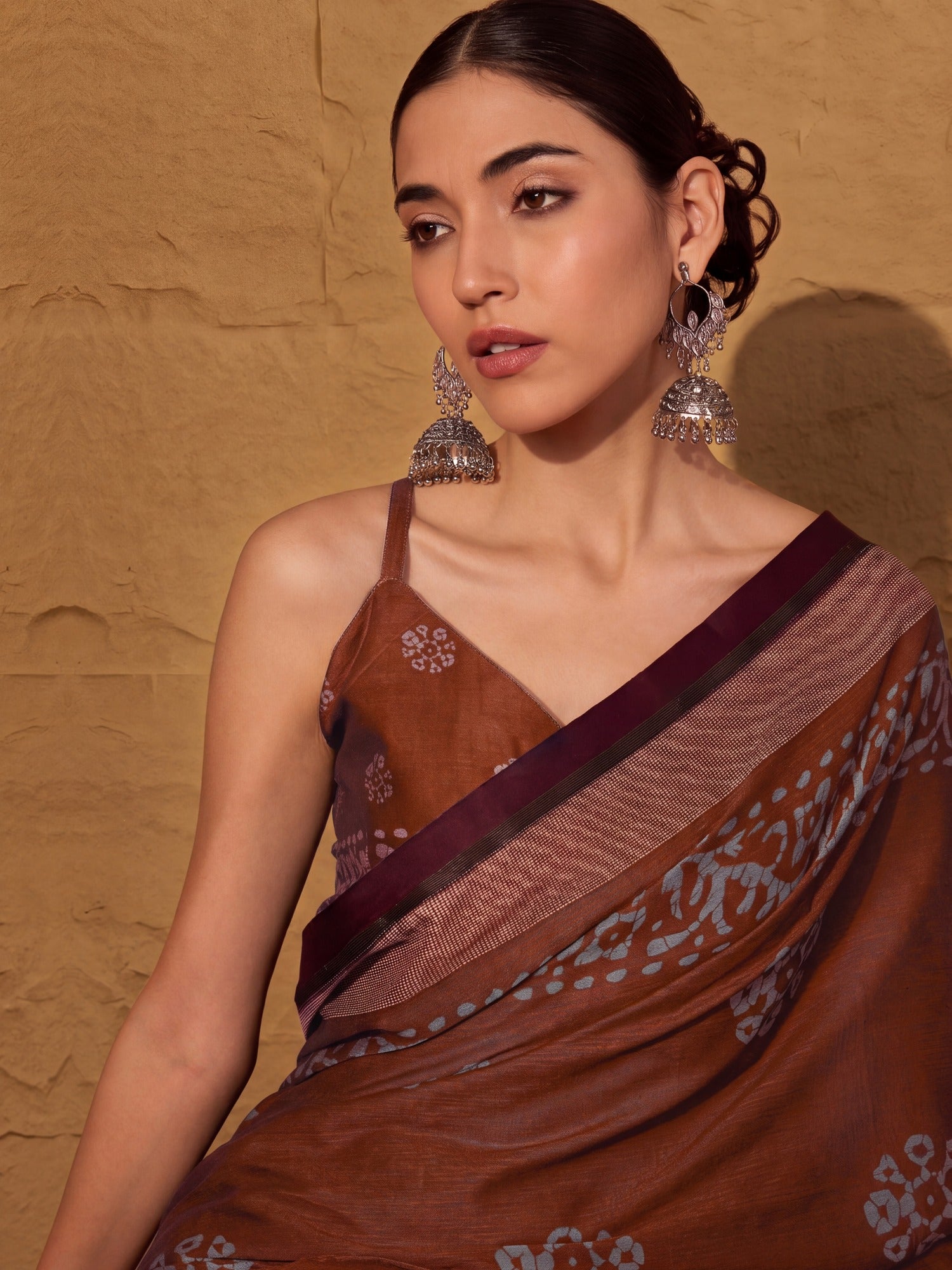 Brown Cotton saree – detail view 3
