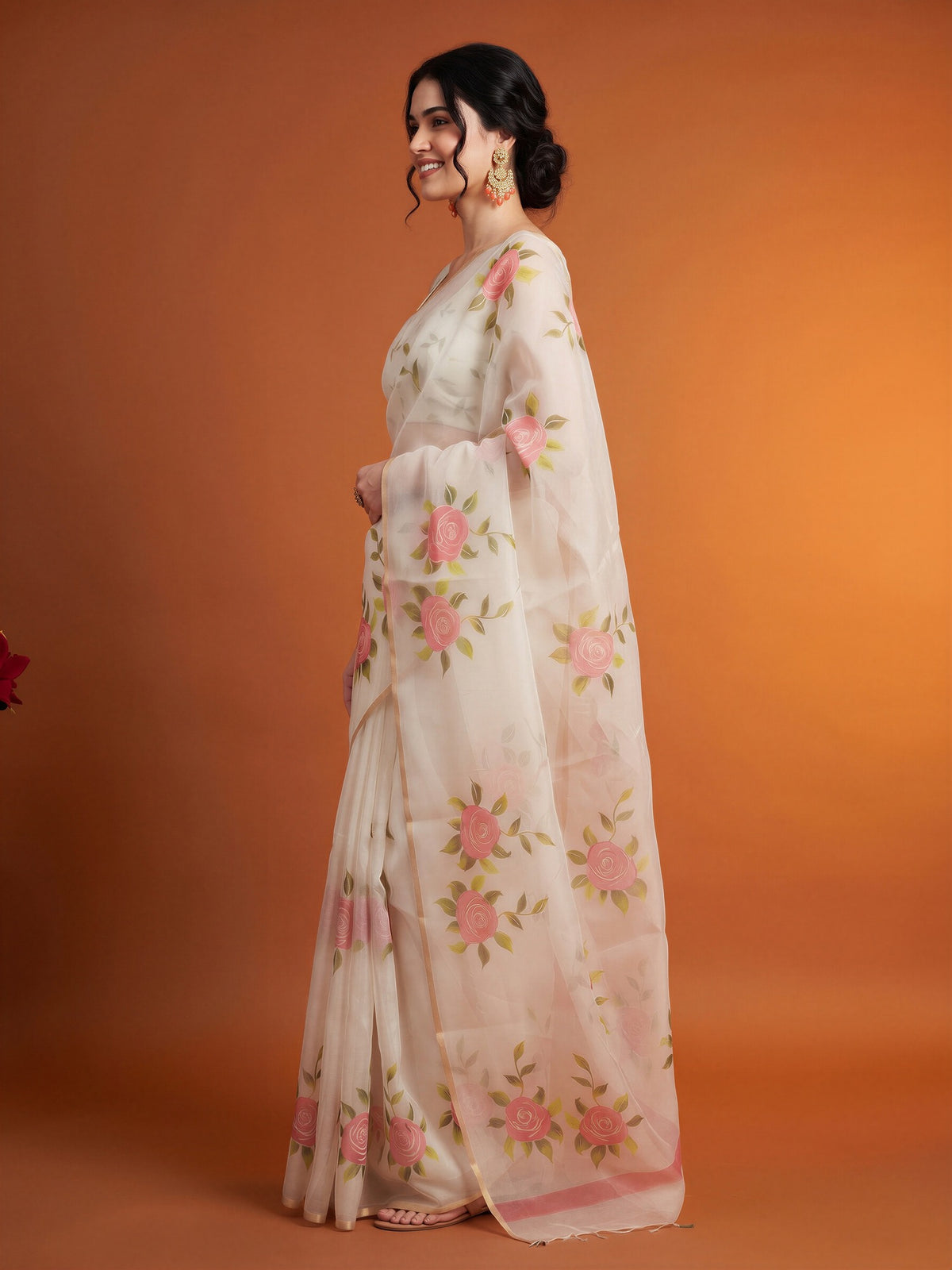 White Organza saree – detail view 2