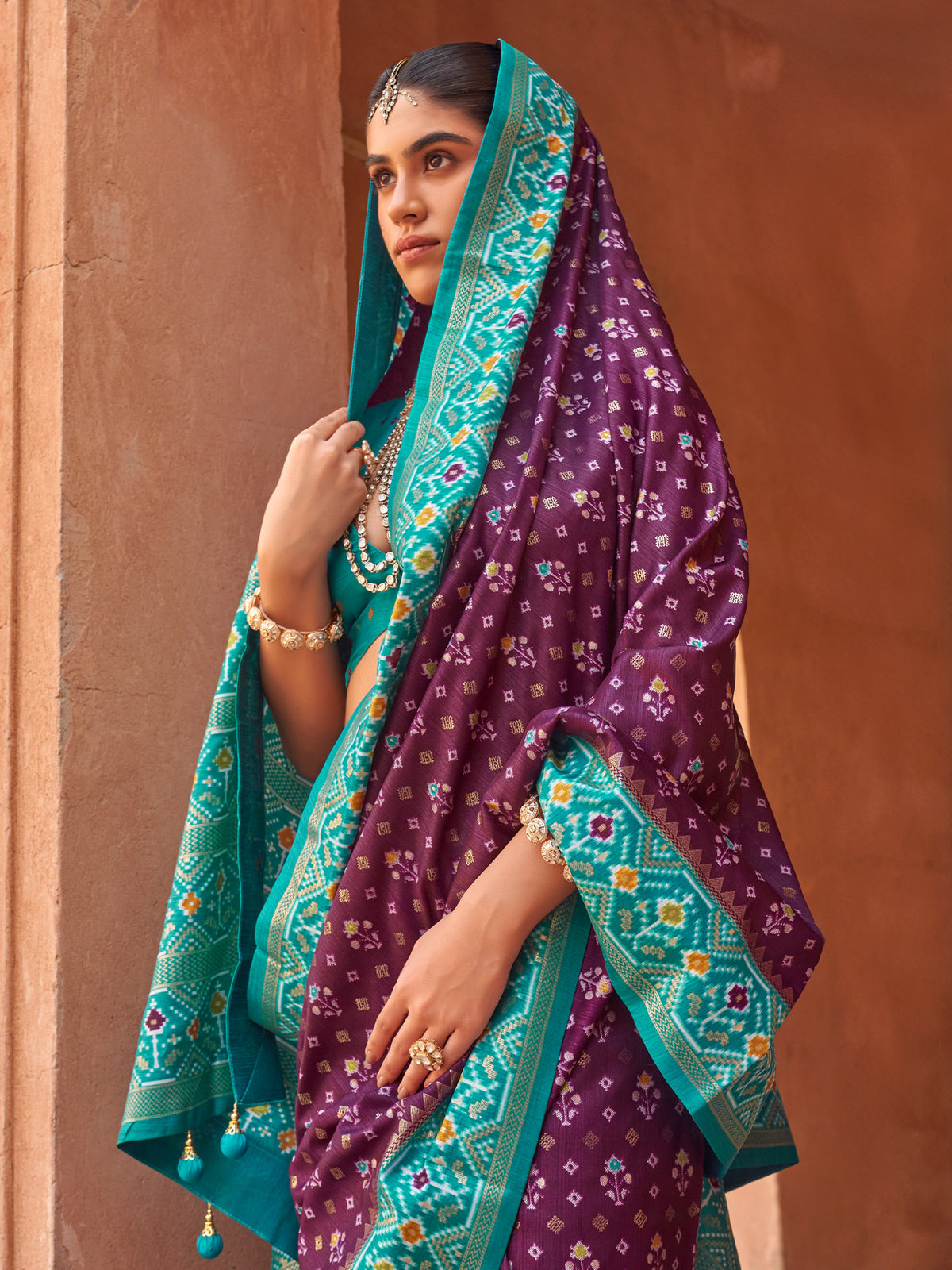 Purple Silk Blend saree – detail view 1