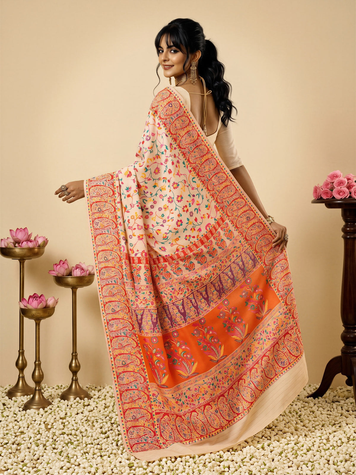 Cream Cotton Silk saree – detail view 1