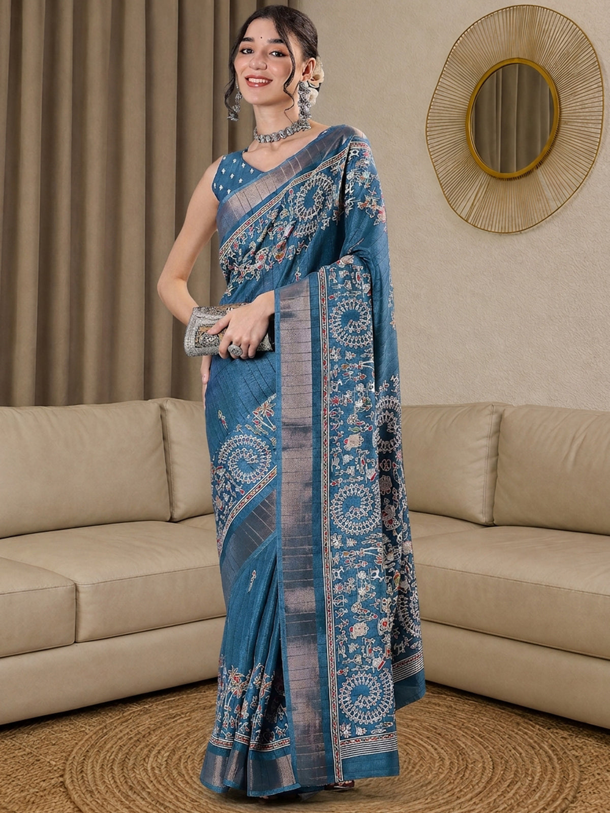Light Blue Silk Blend saree – detail view 2