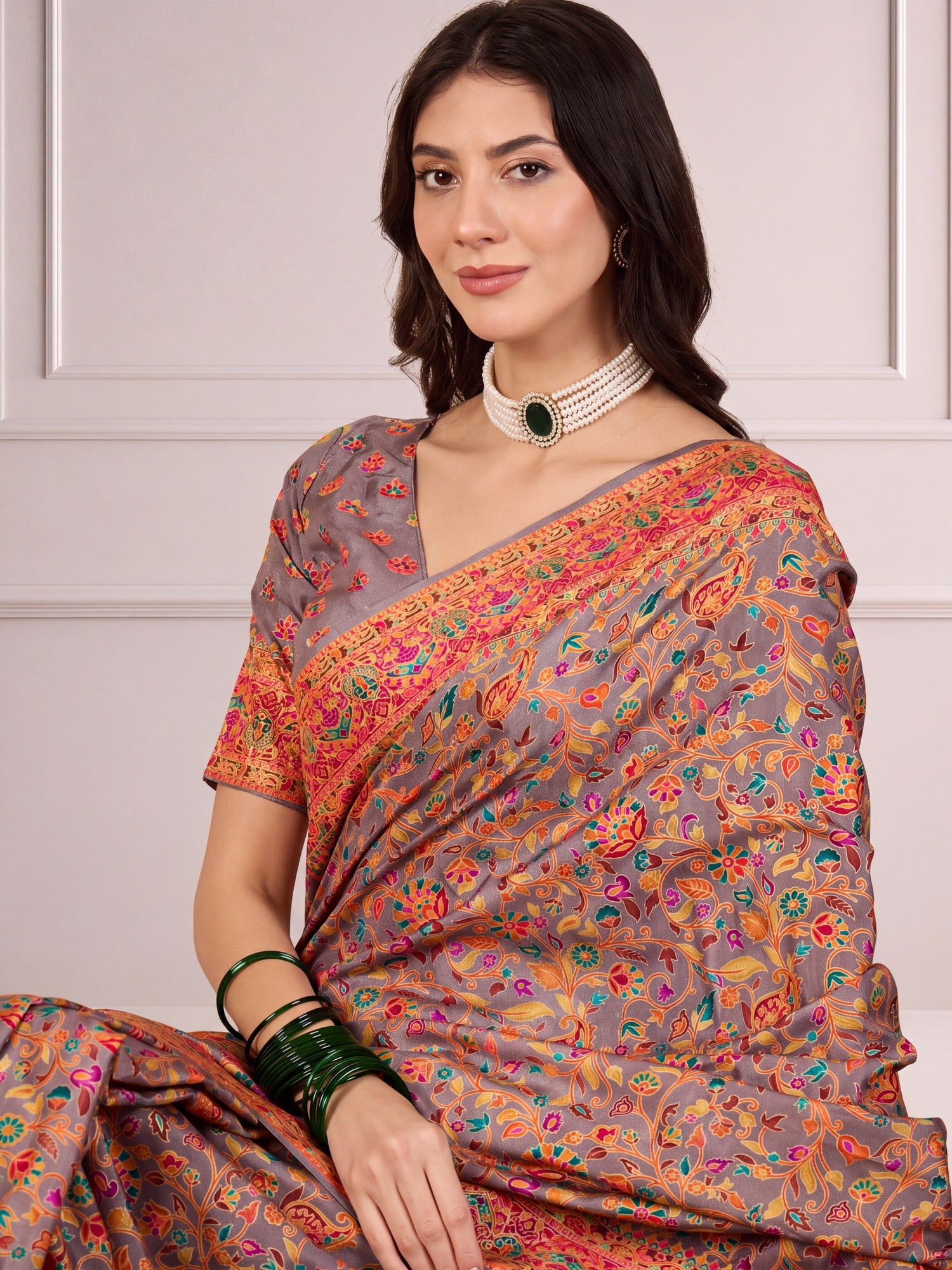 Light Brown Dola Silk saree – detail view 5