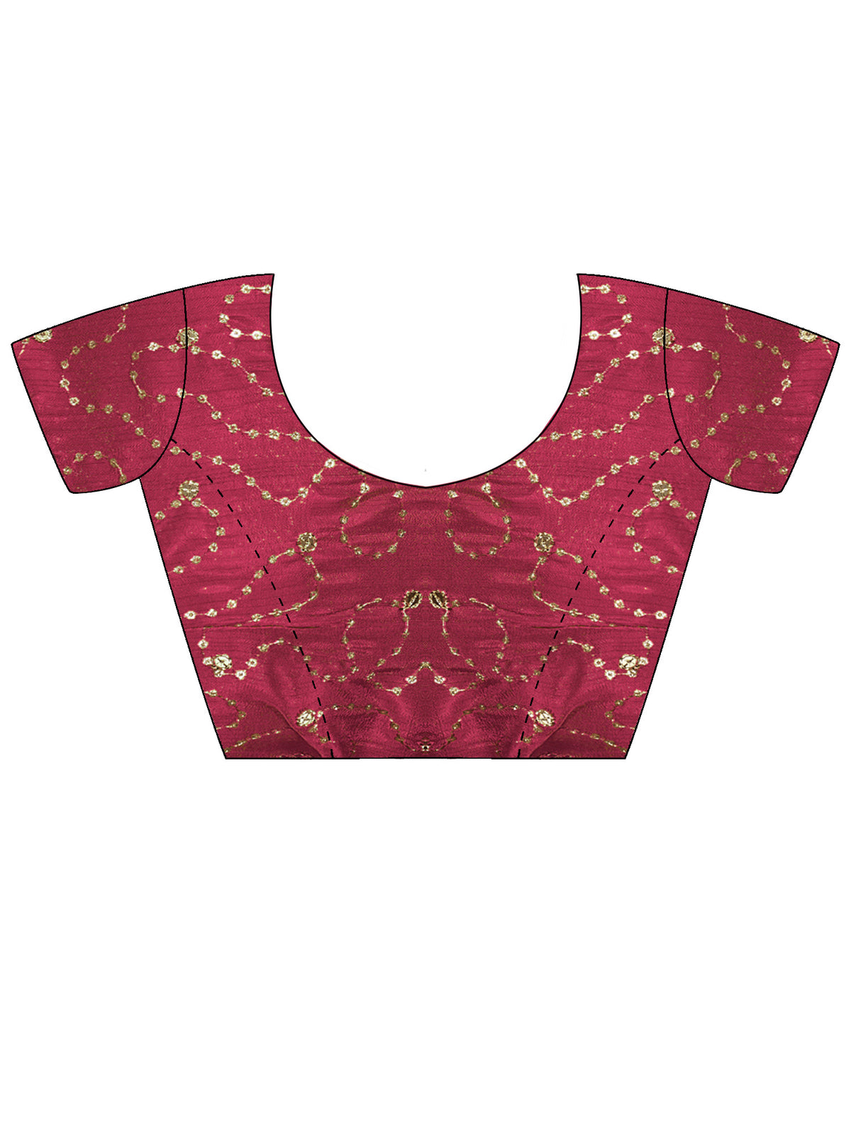 Unstitched magenta silk blend blouse piece with embellished design