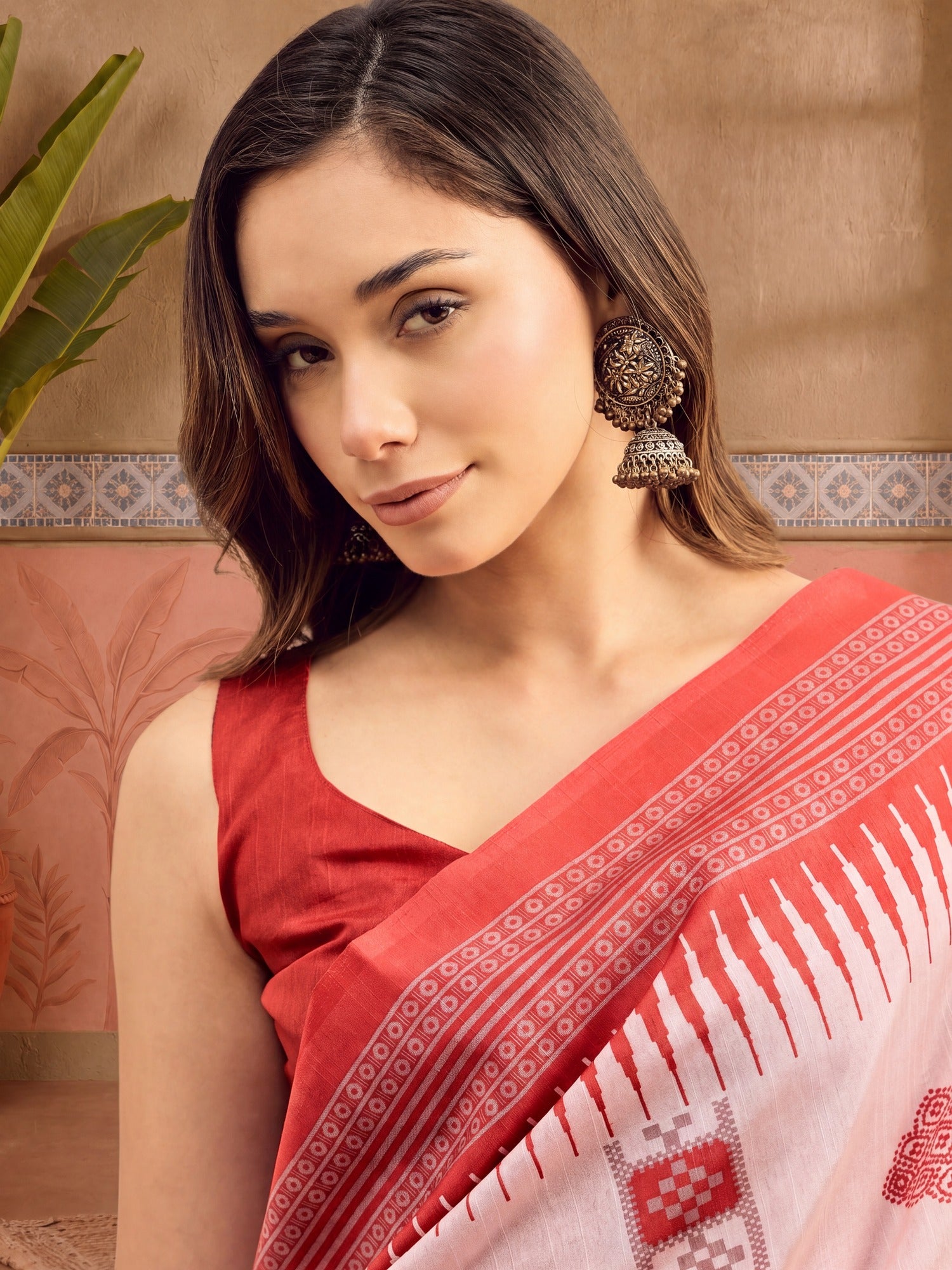 Beige Bhagalpuri Silk saree – detail view 5