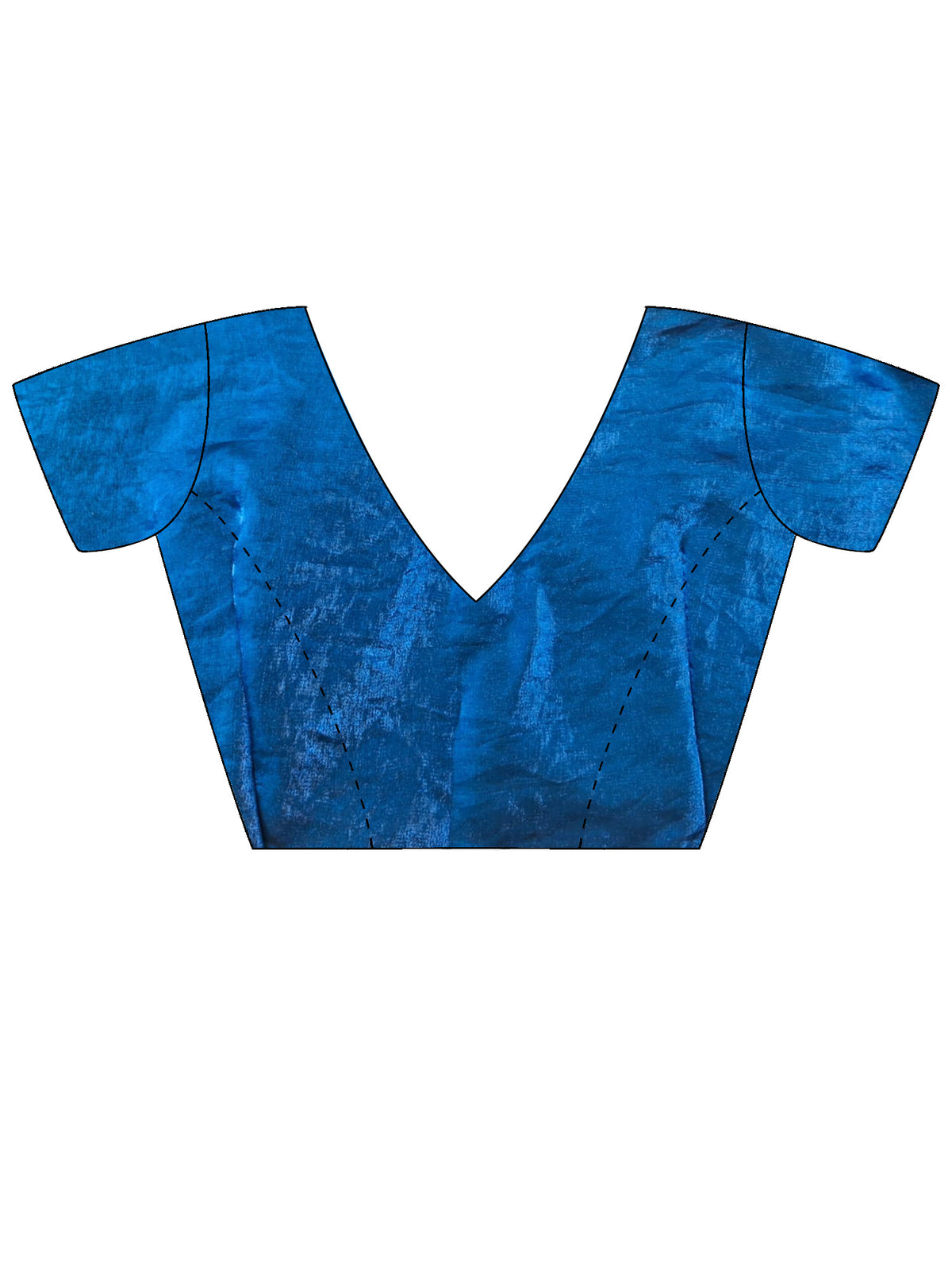Unstitched teal blue satin blouse piece with solid design