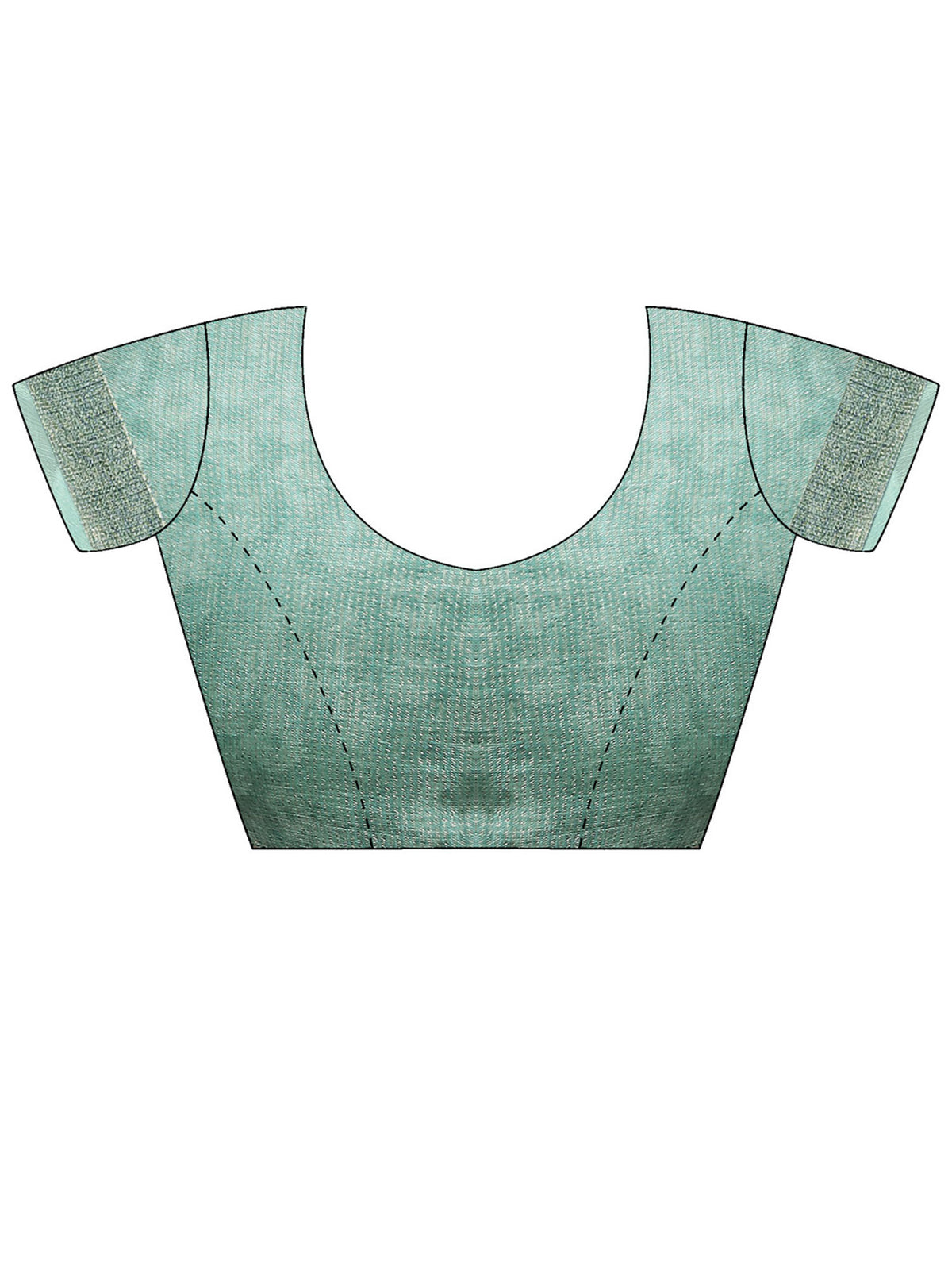 Unstitched teal green cotton silk blouse piece with solid design