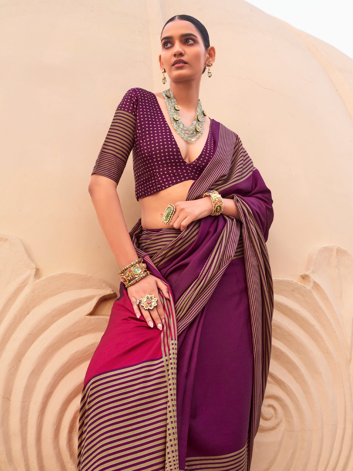 Wine Silk Blend saree – detail view 1