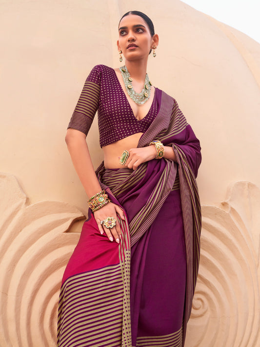 Wine Silk Blend saree – detail view 1