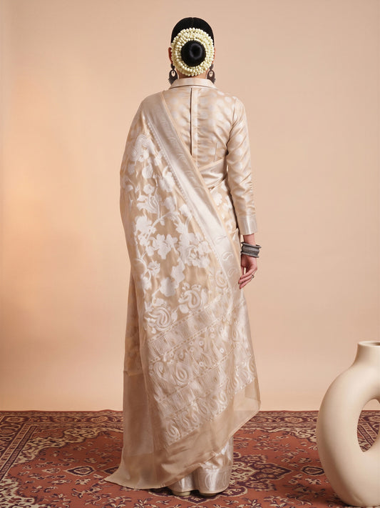 Cream Organza saree – detail view 1