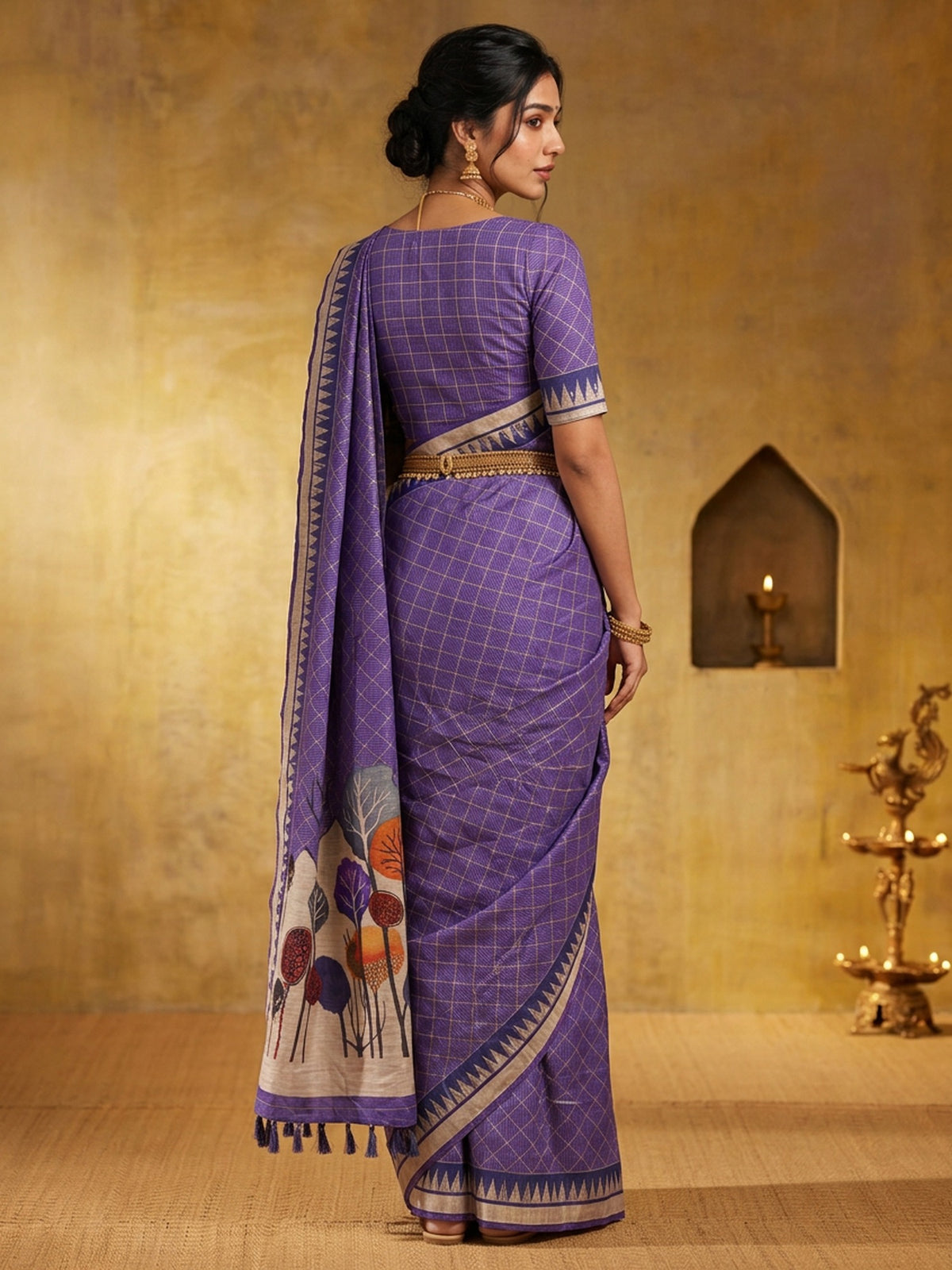 Purple soft silk saree view 2