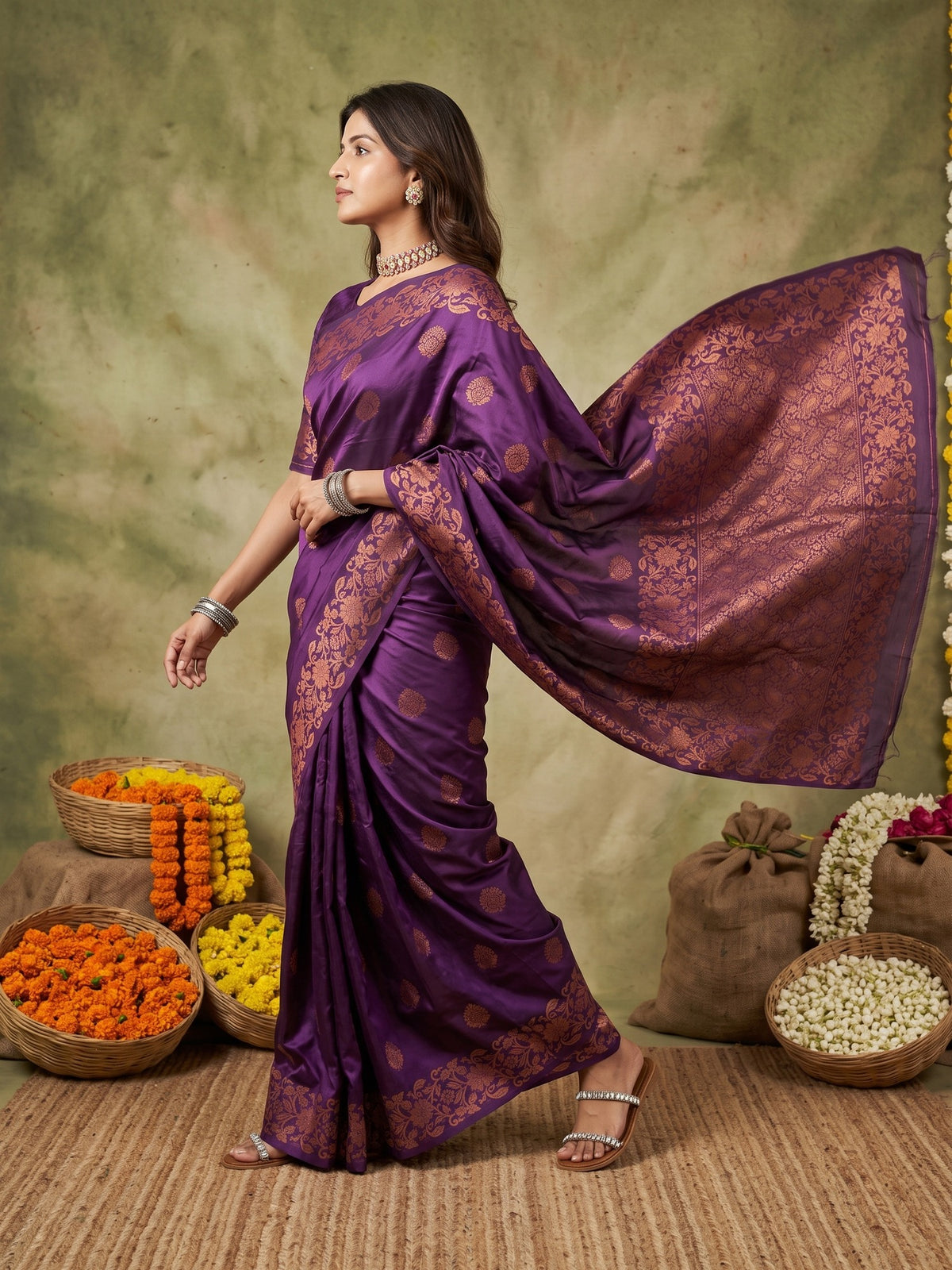 Purple Silk Blend saree – detail view 3