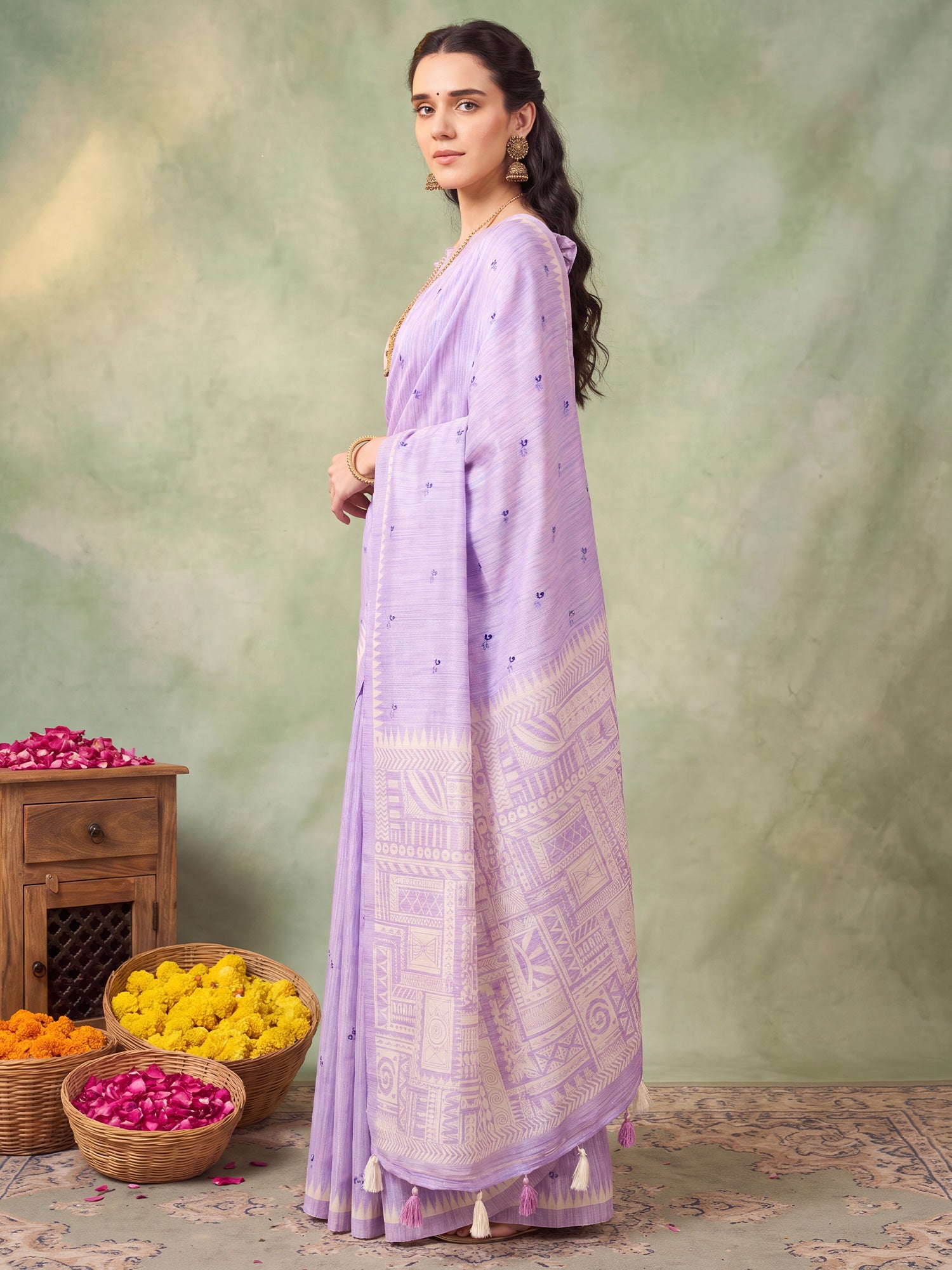Lavender Silk Blend saree – detail view 2