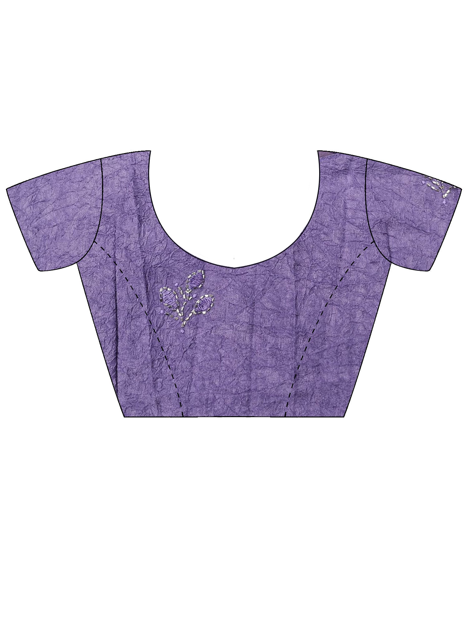 Unstitched purple poly georgette blouse piece with embellished design