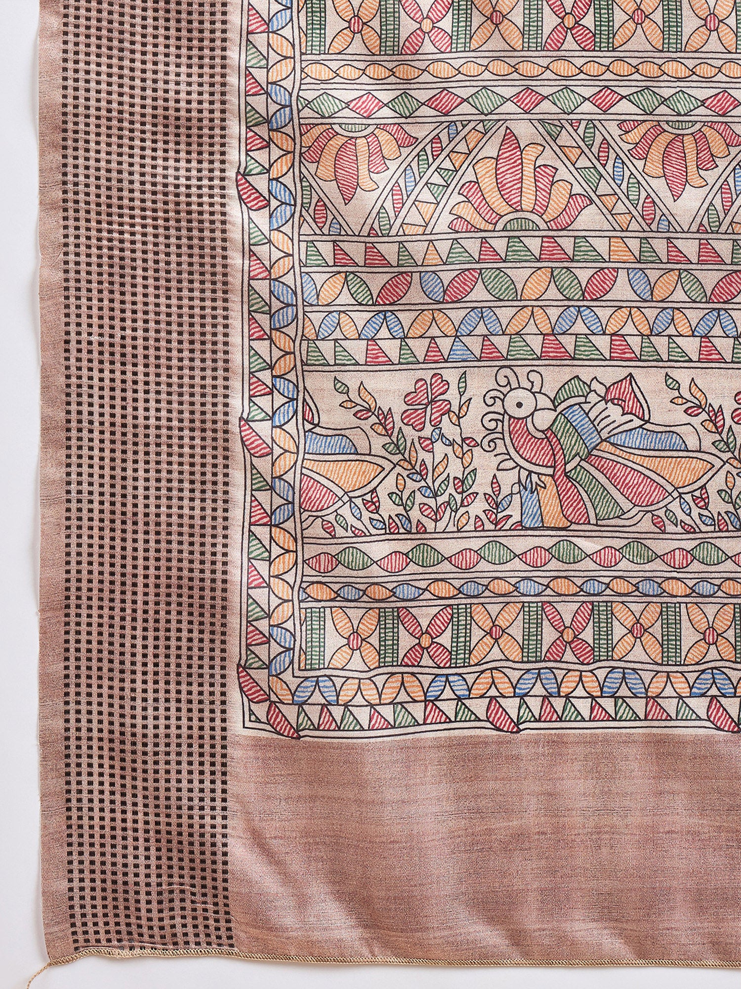 Beige Manipuri Silk saree – detail view 5