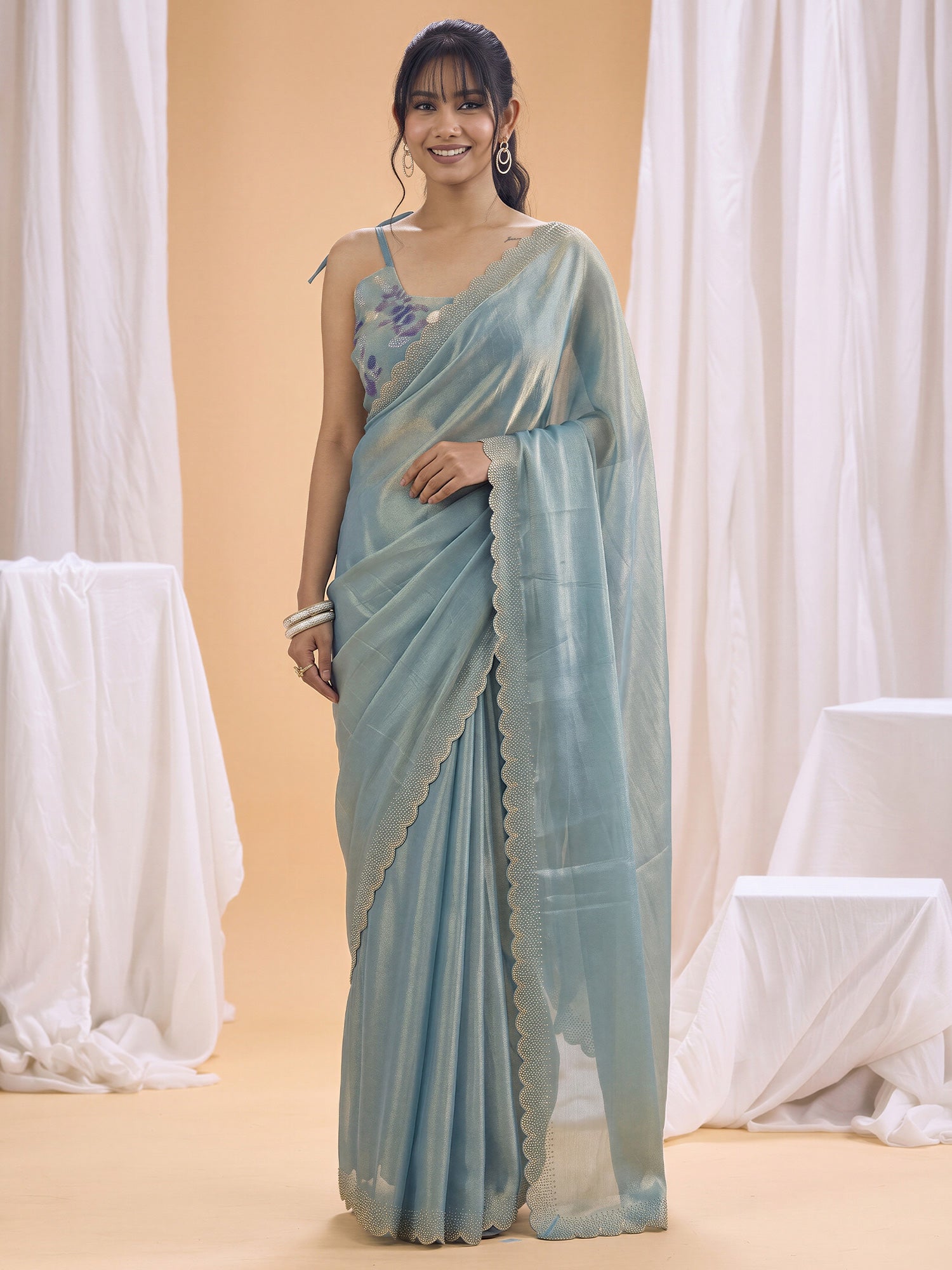 Light Blue Silk saree – detail view 3
