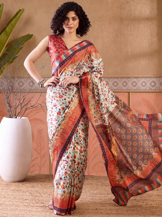 Sea Green Poly Silk saree – detail view 1