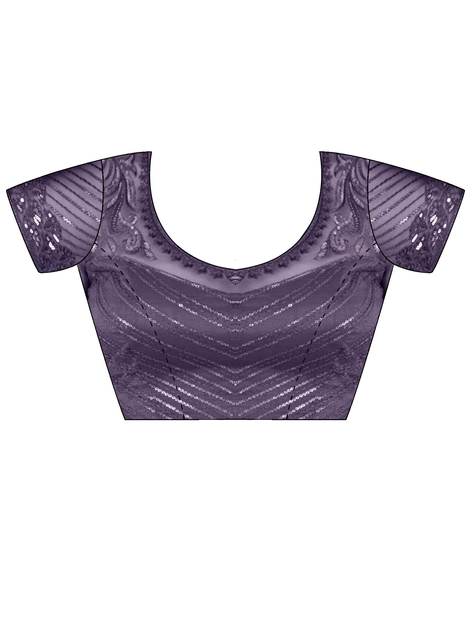 Unstitched violet georgette blouse piece with embellished design