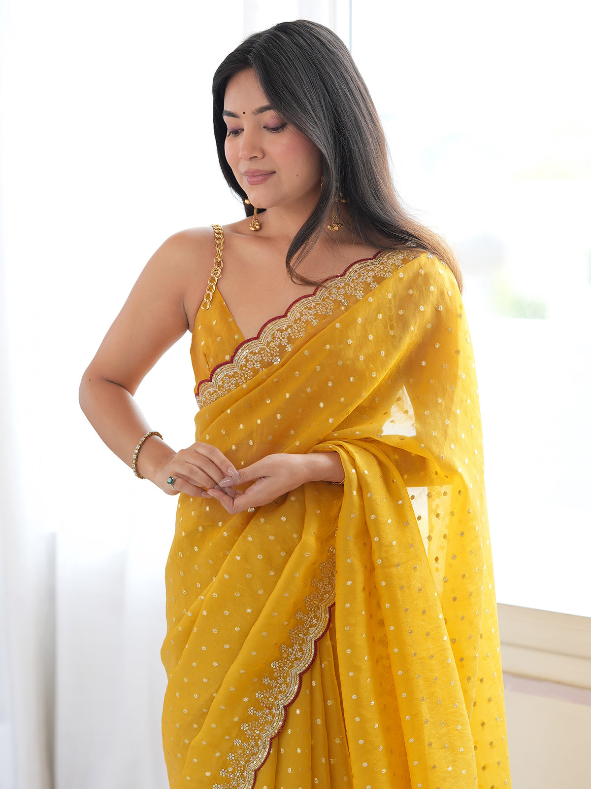Yellow Silk Blend saree – detail view 3