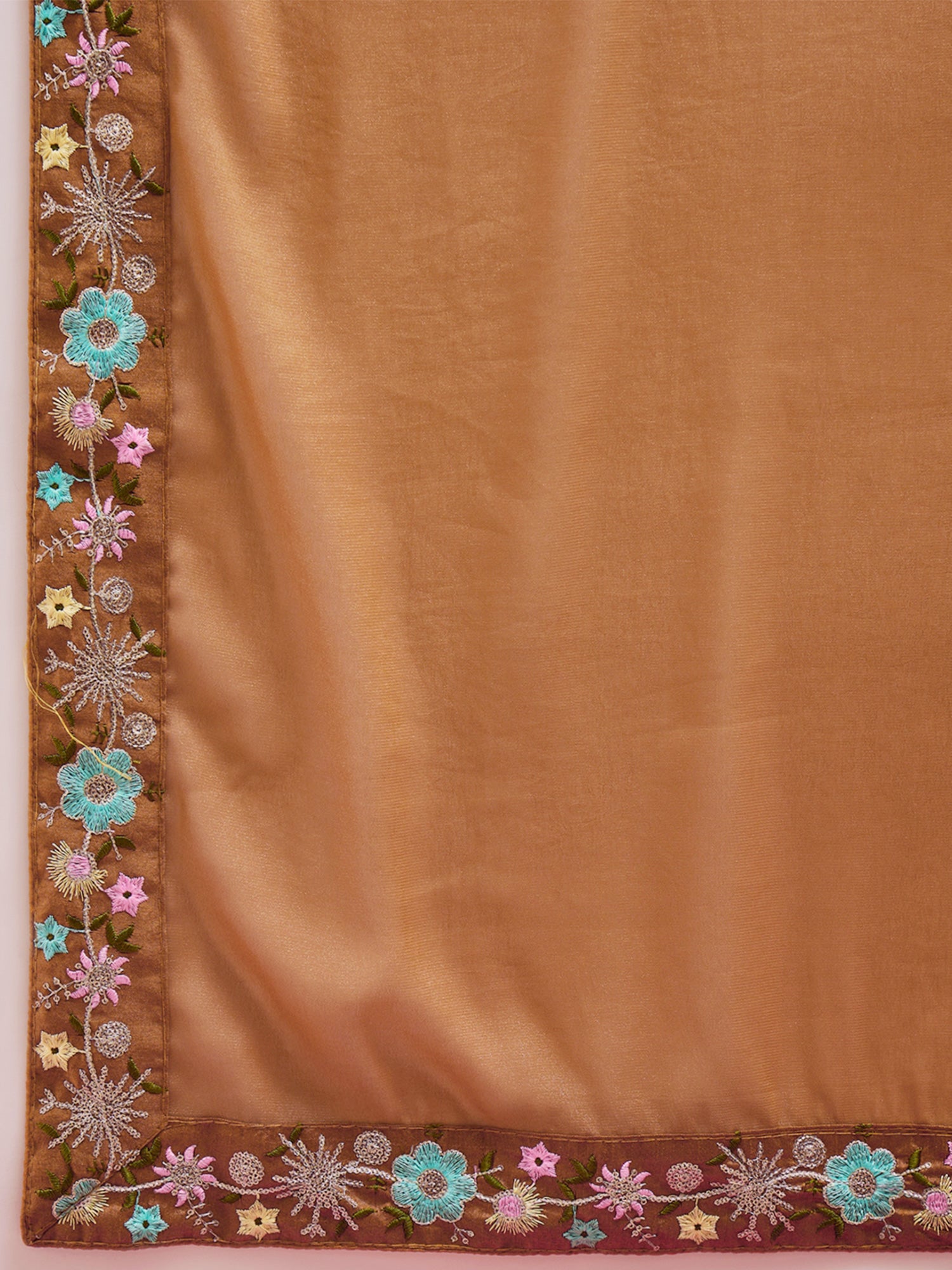 Light Brown Poly Georgette saree – detail view 5