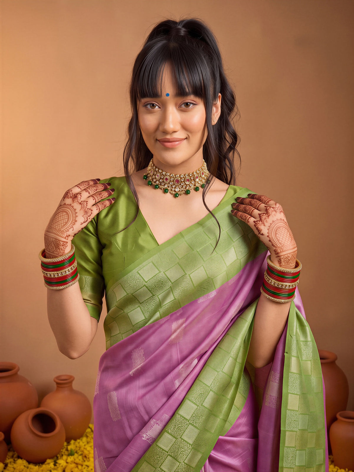 Purple Cotton Blend saree – detail view 4