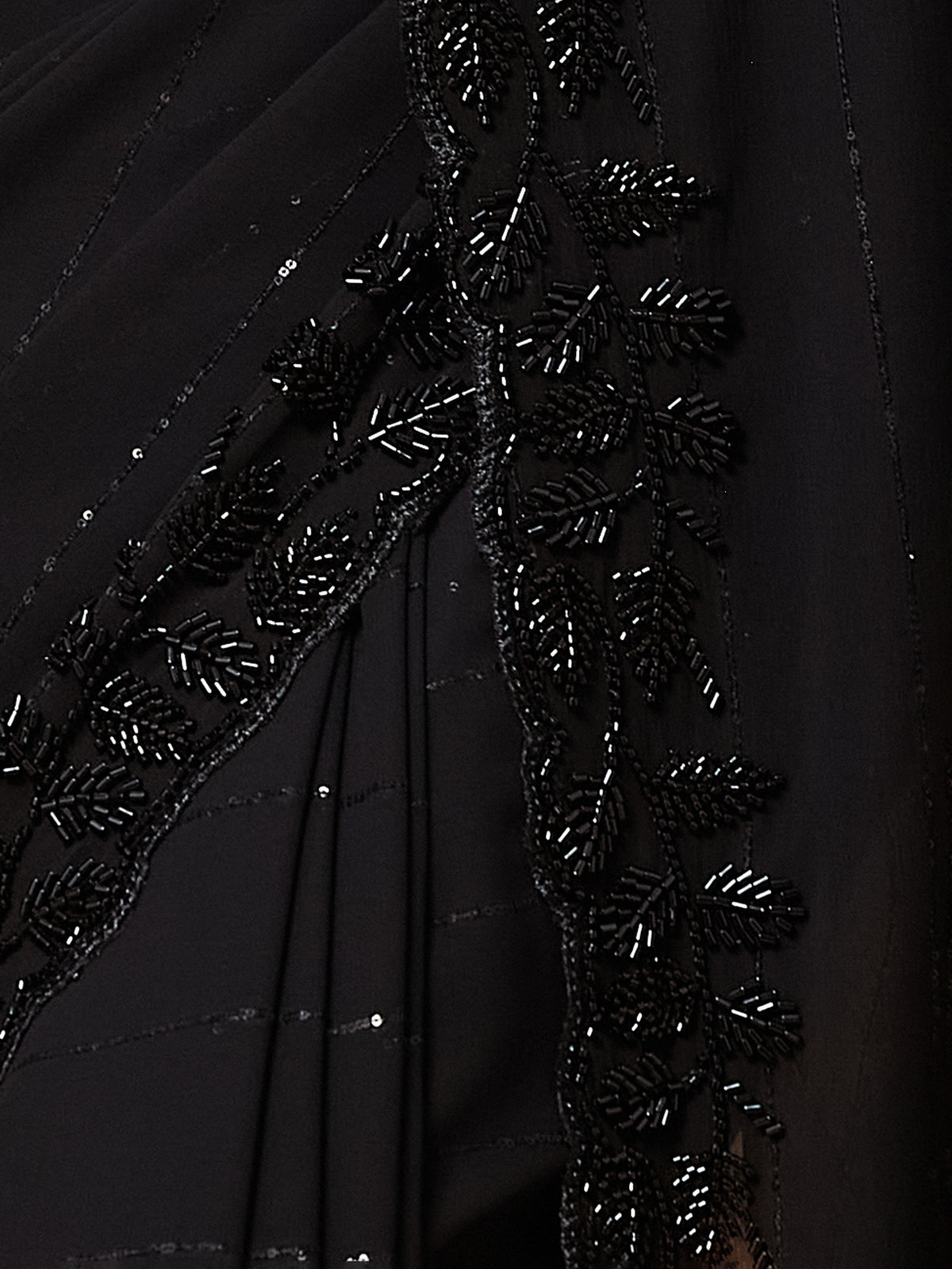 Black Georgette saree – detail view 2