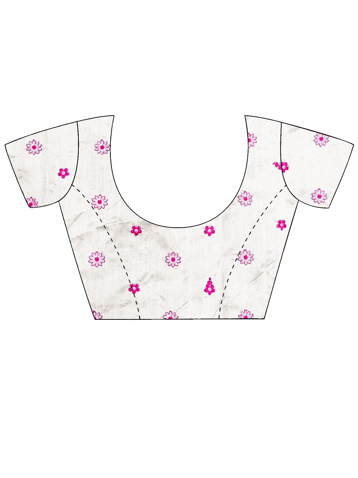 Unstitched white banglori silk blouse piece with embroidered design