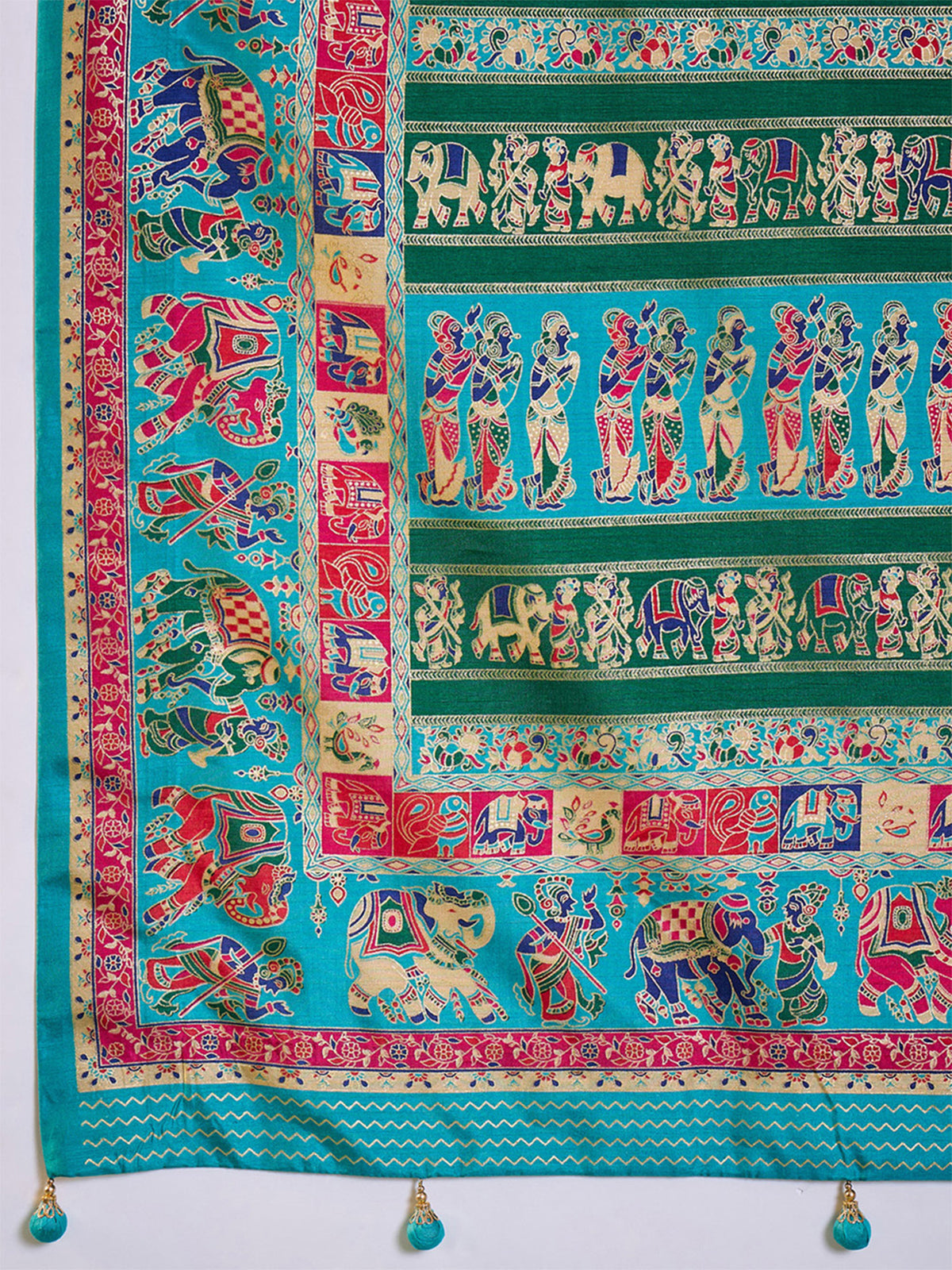 Teal Blue Silk Blend saree – detail view 5