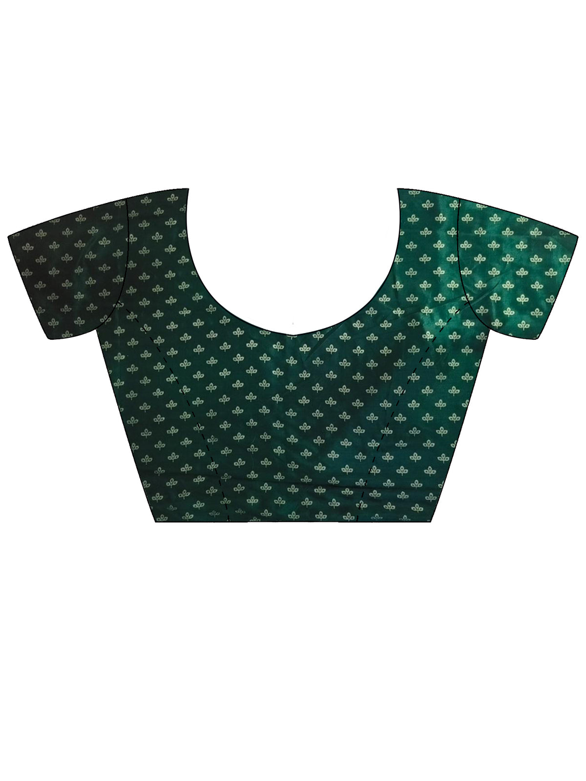 Unstitched green silk blend blouse piece with ethnic motif design
