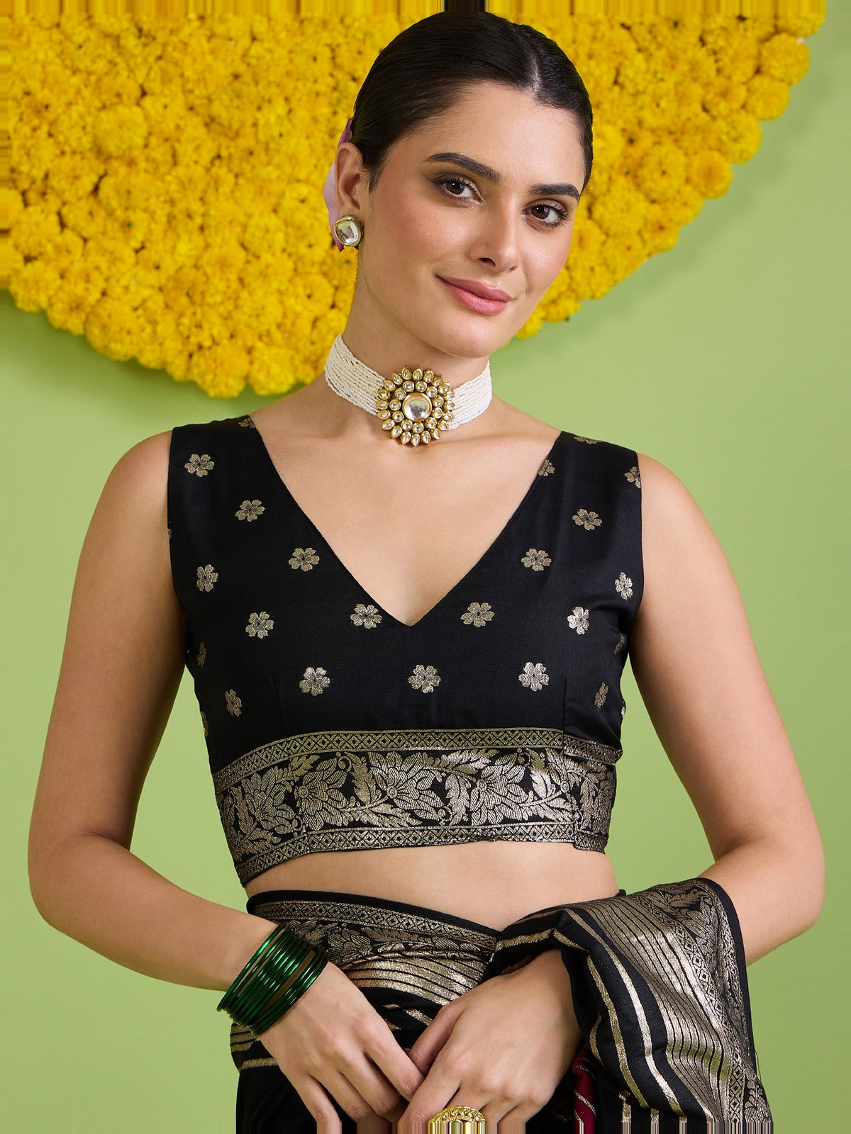 Black Silk Blend saree – detail view 5