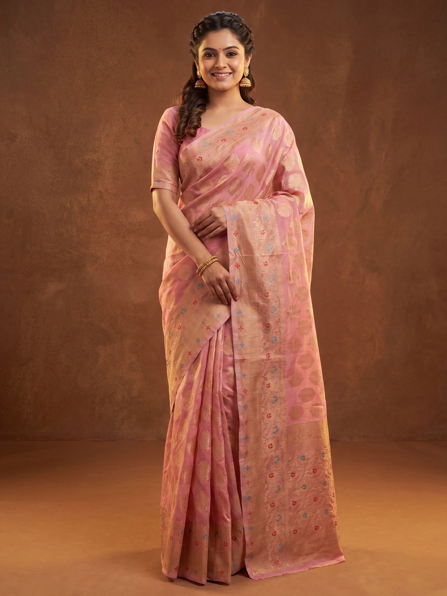 Pink Silk Blend saree – detail view 2