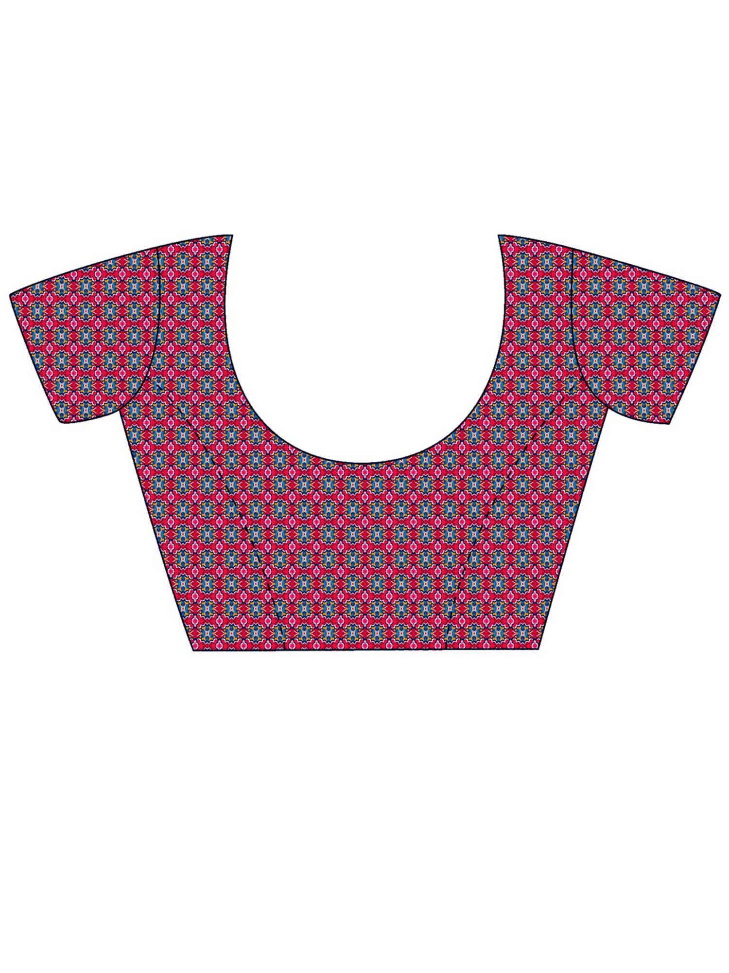 Unstitched pink pure crepe blouse piece with geometric design